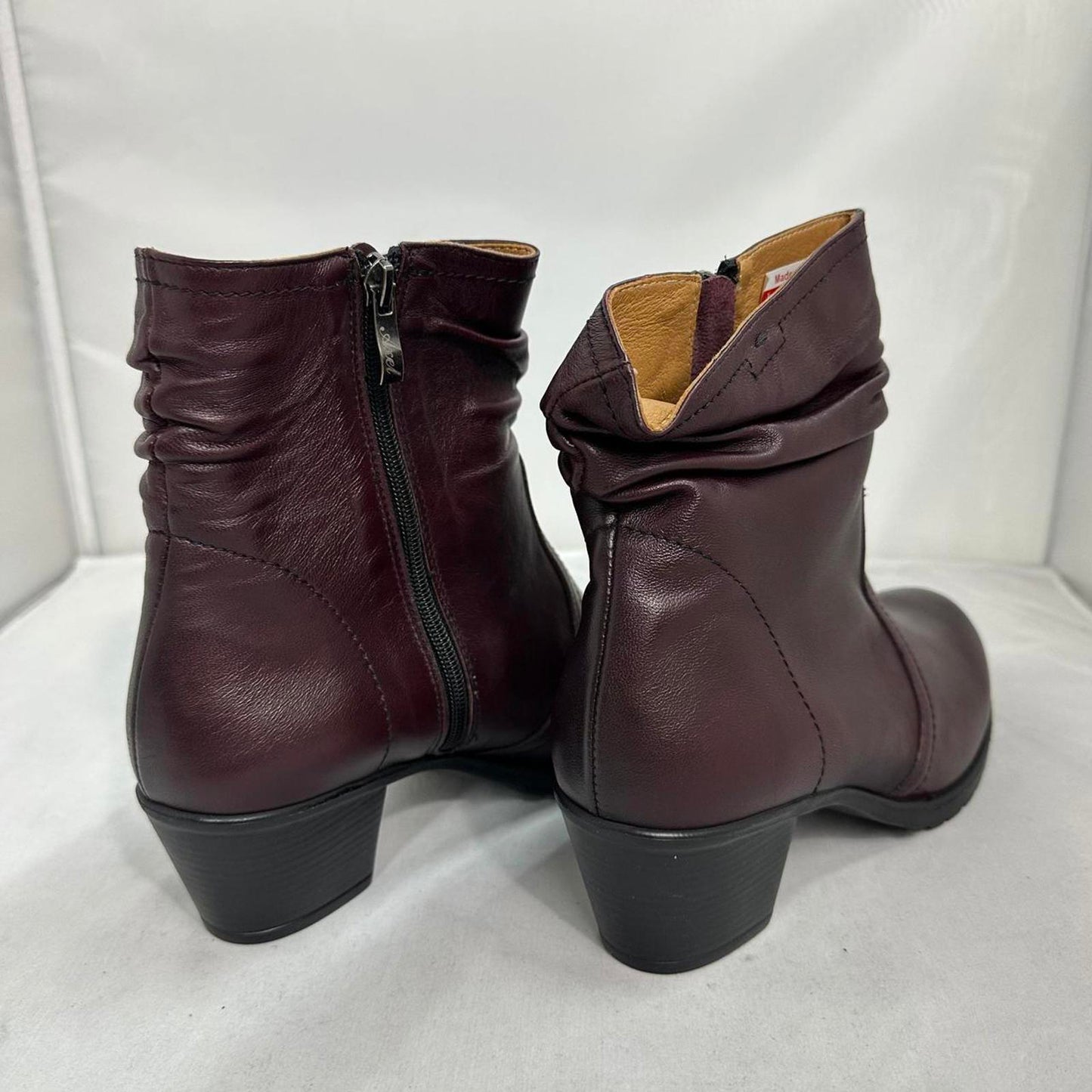 Burgundy Leather Ankle Boots (9.5)