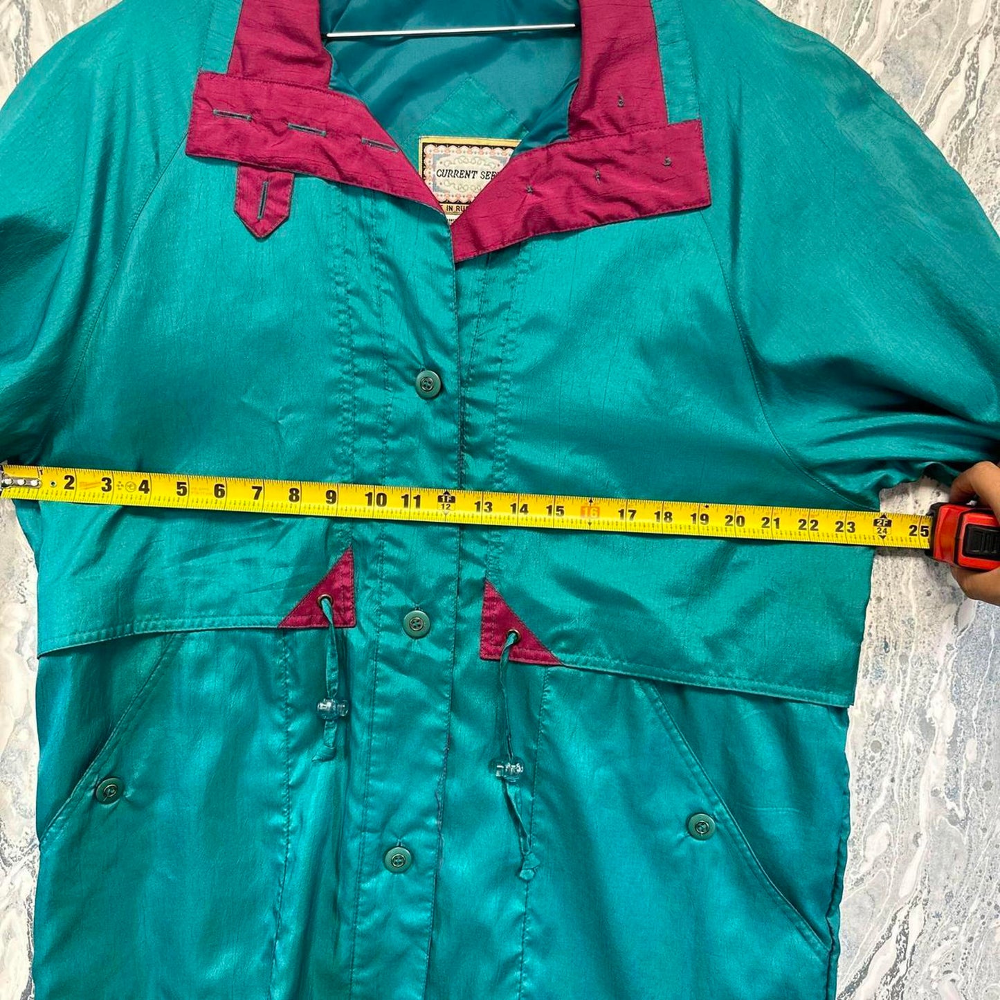 Vintage Teal and Burgundy Windbreaker Jacket (M)