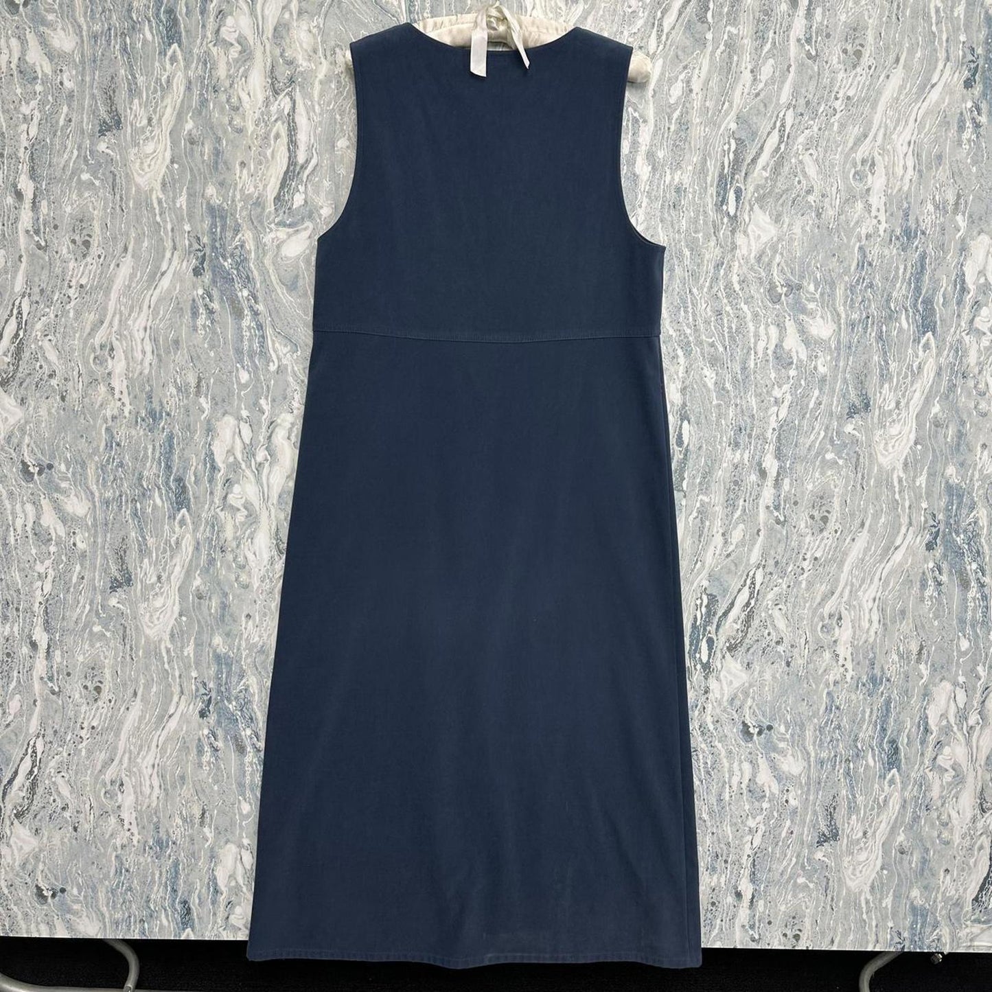 Vintage Talbots Navy Blue Sleeveless Maxidress w Floral Pockets (10)