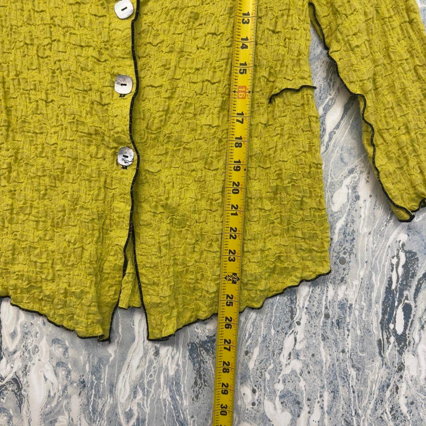 Designer Yellow Textured Button Cardigan (S)