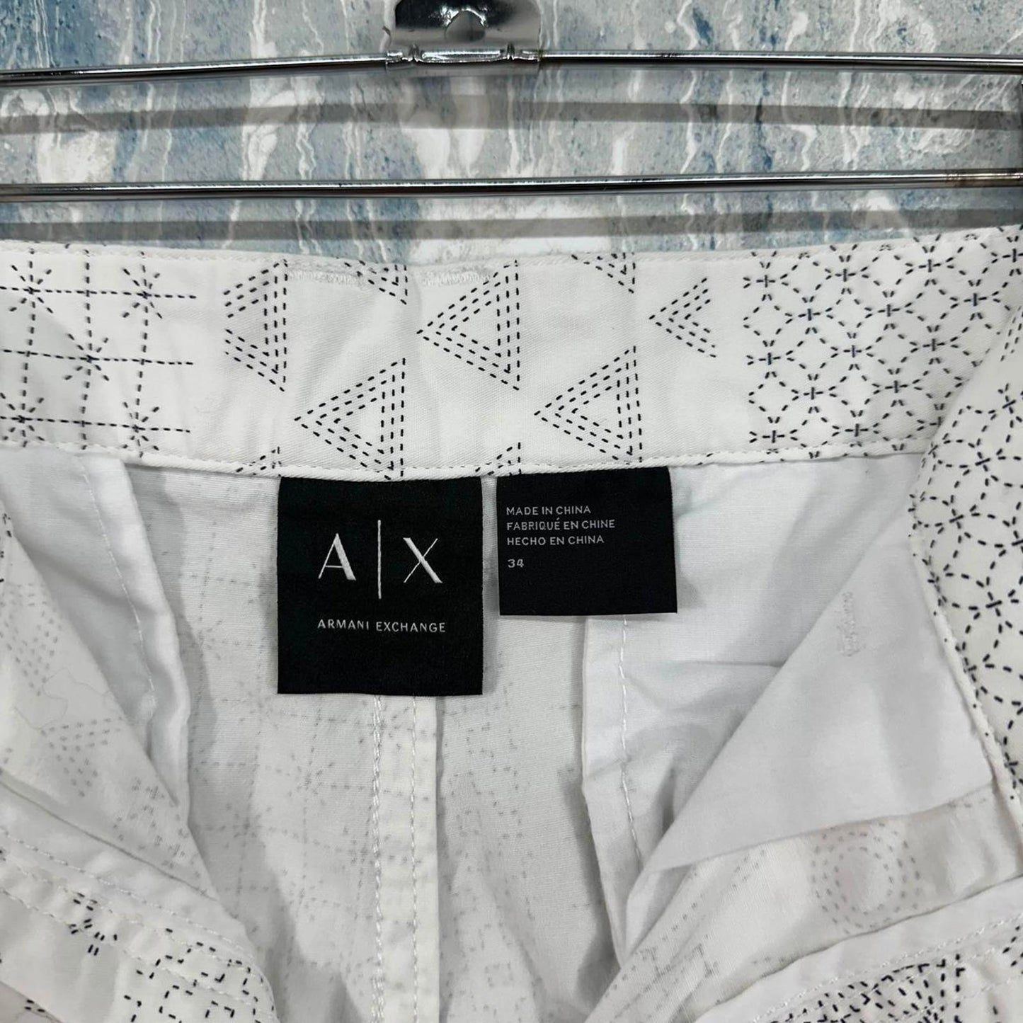 Armani Exchange Geometric Print White Shorts (34)