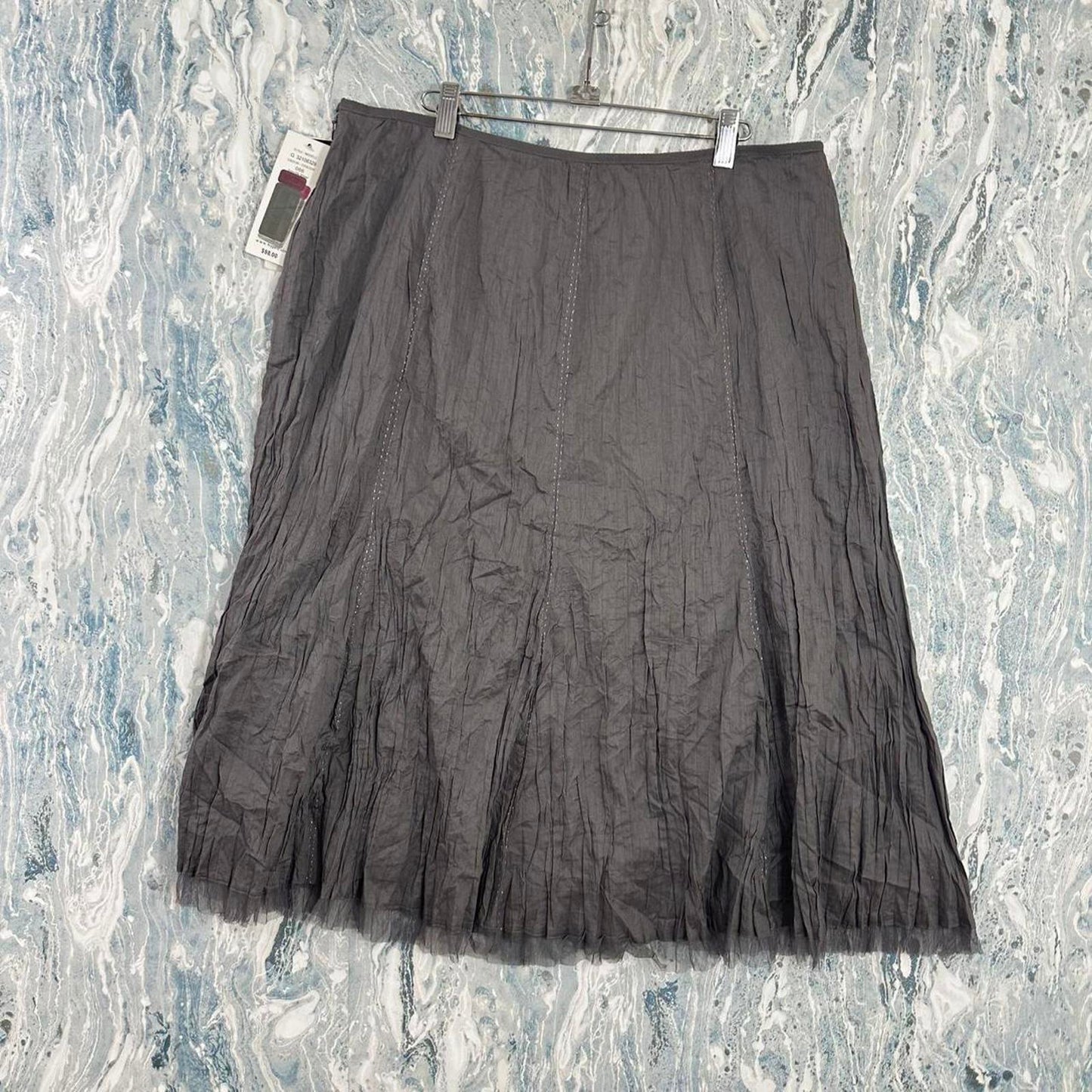 Nycard Collection Gray Embroidered A-Line Cotton Skirt (16)
