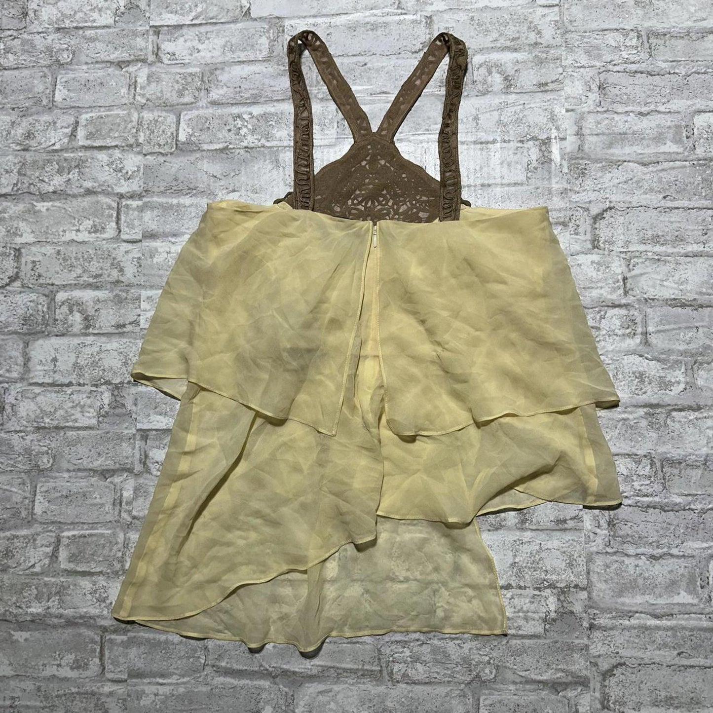 Boho Vintage Styled Silk Cream Layered Halter Top (S)