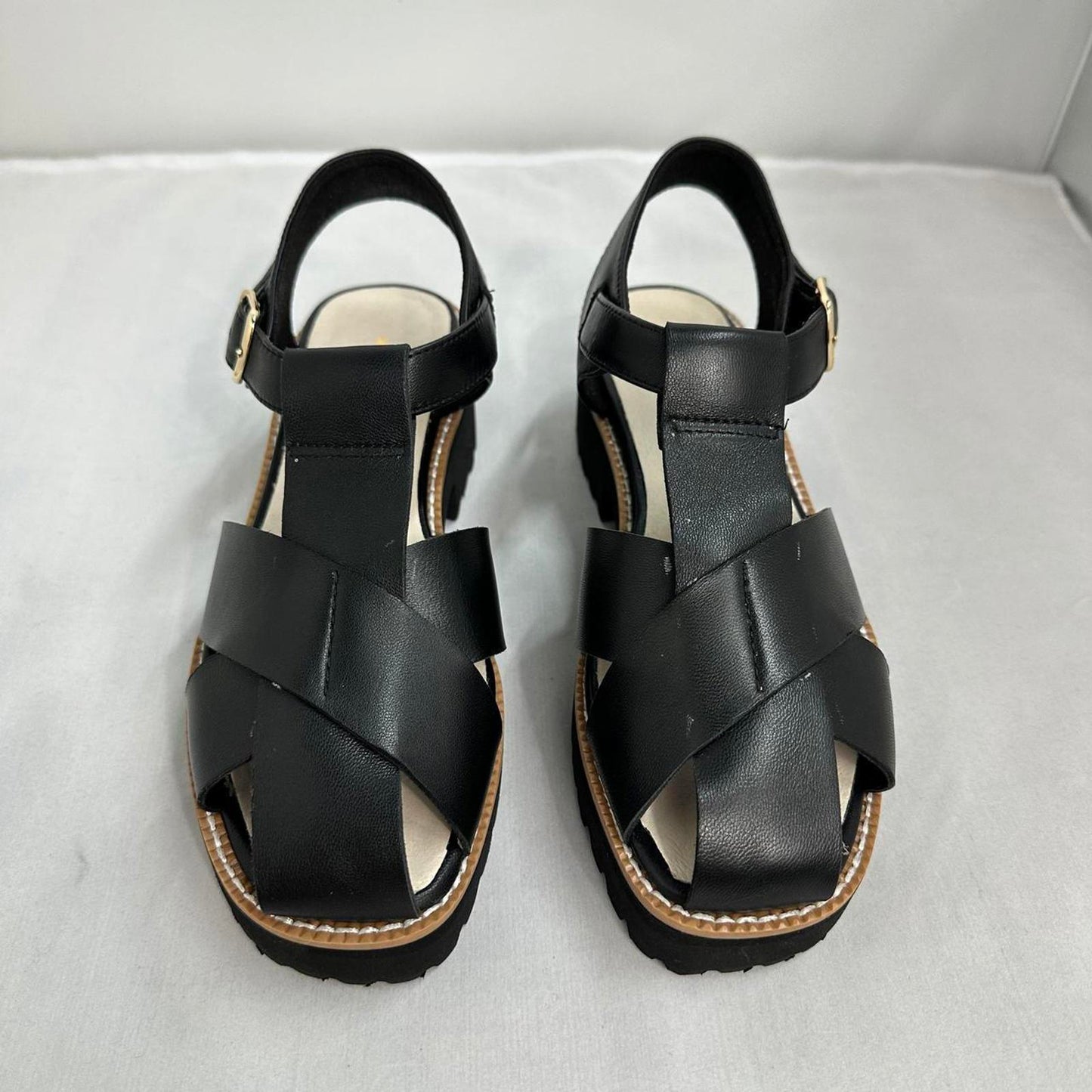 All Black Chunky Leather Sandals (7)