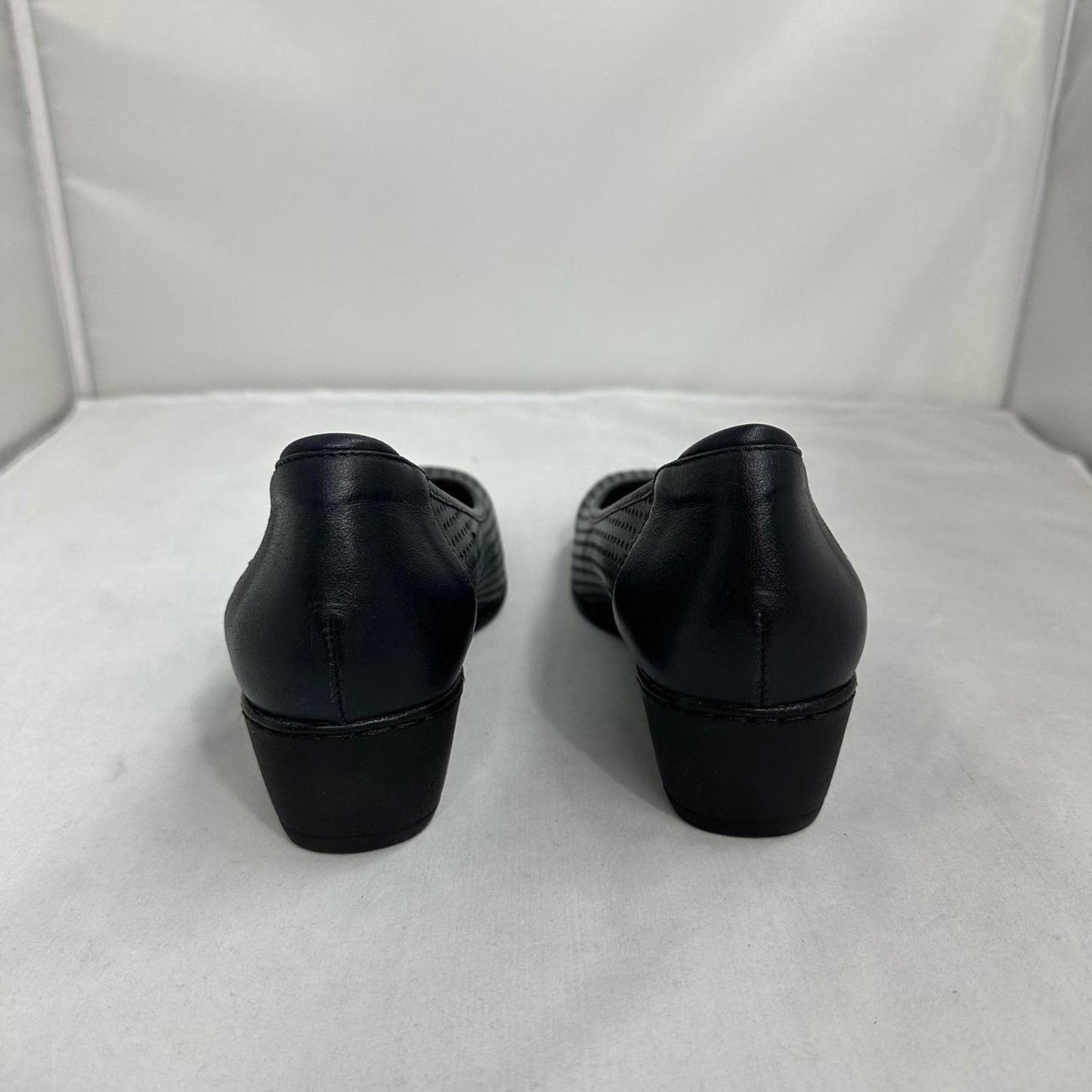 Perforated Navy Blue Wedge Shoes (7)