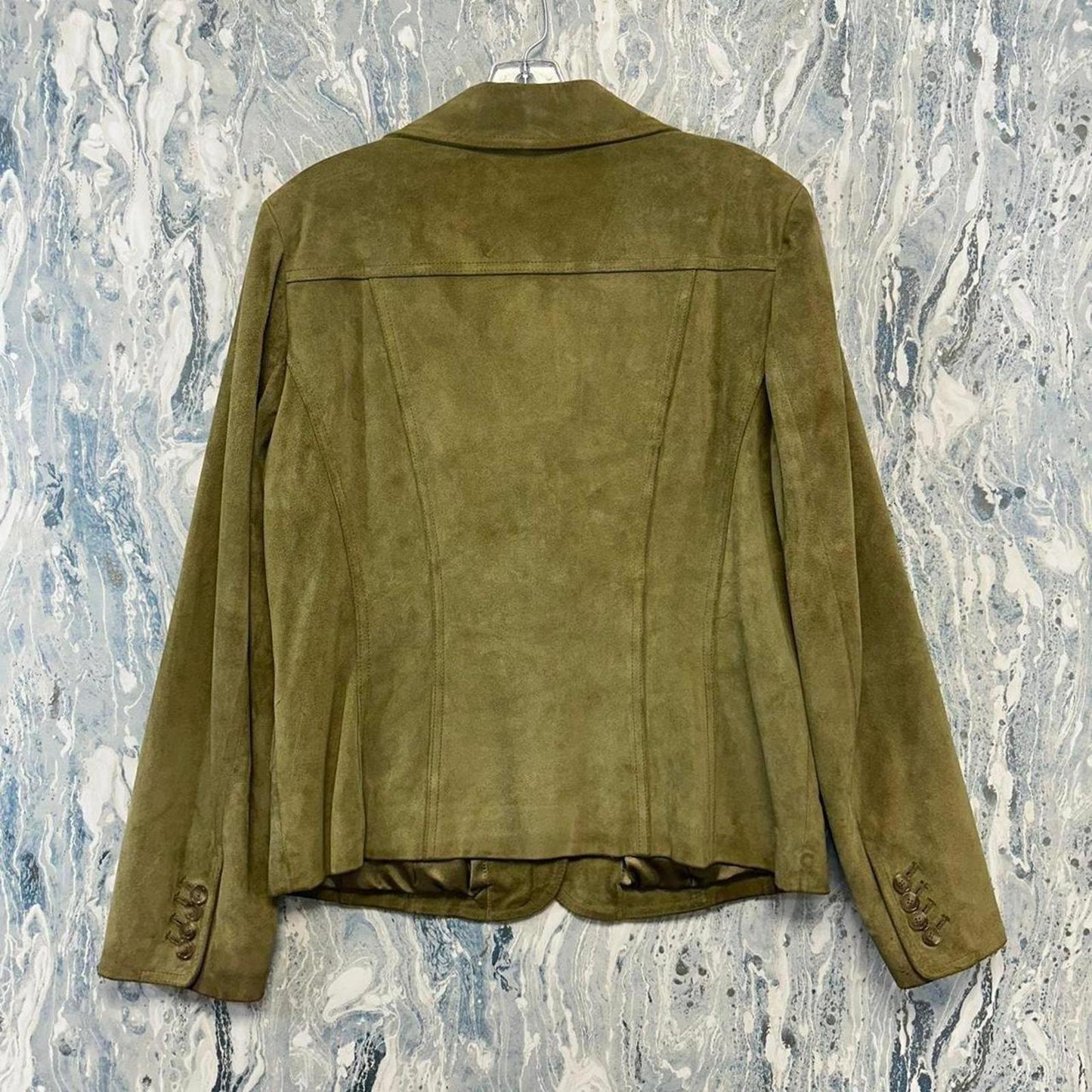 ANN TAYLOR Classic Olive Green Suede Blazer Jacket (10)