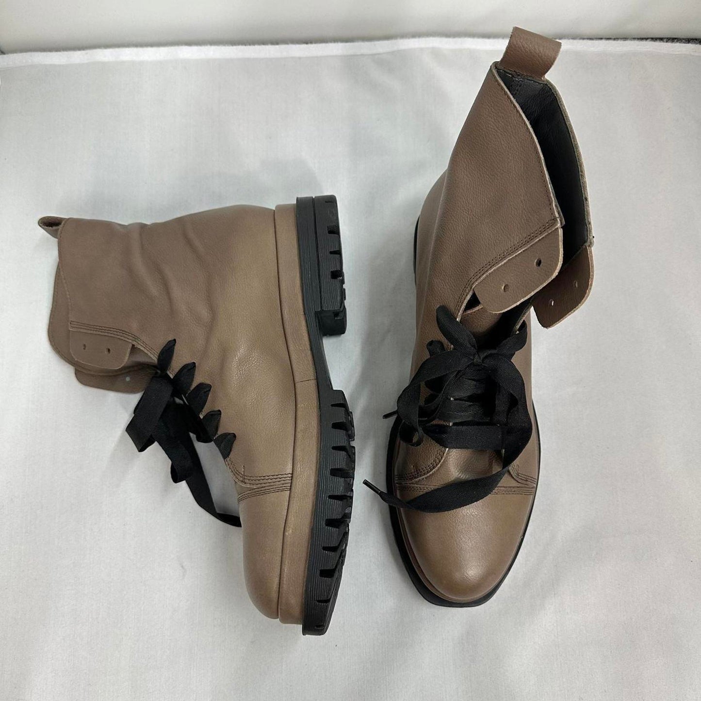 ALL BLACK Camper Taupe Leather Ankle Tie Boots Women's Size 41