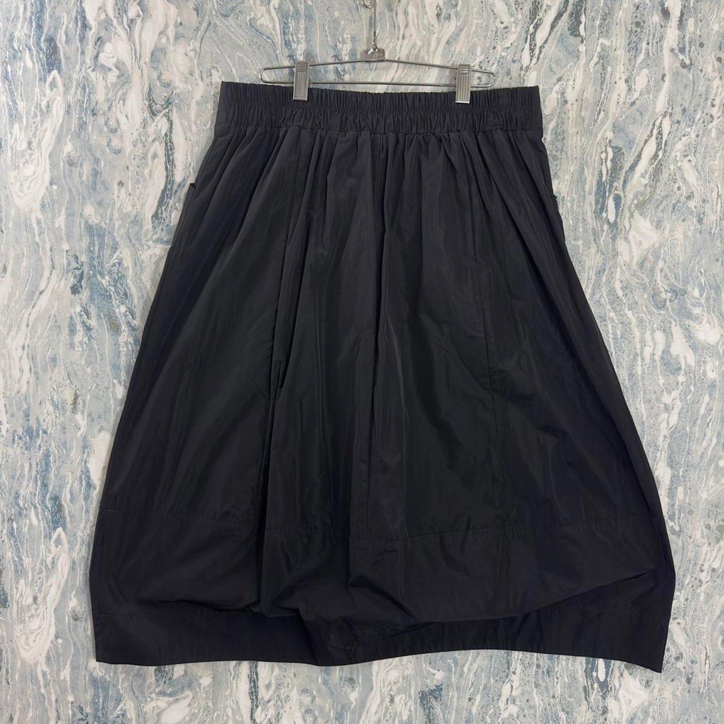 Vintage Styled Boho Black Balloon Midi Skirt (M)