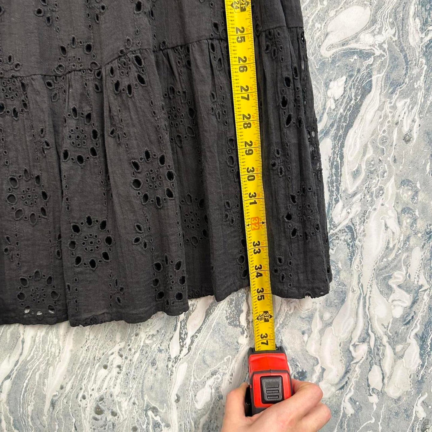 Indie black floral maxi skirt (S)