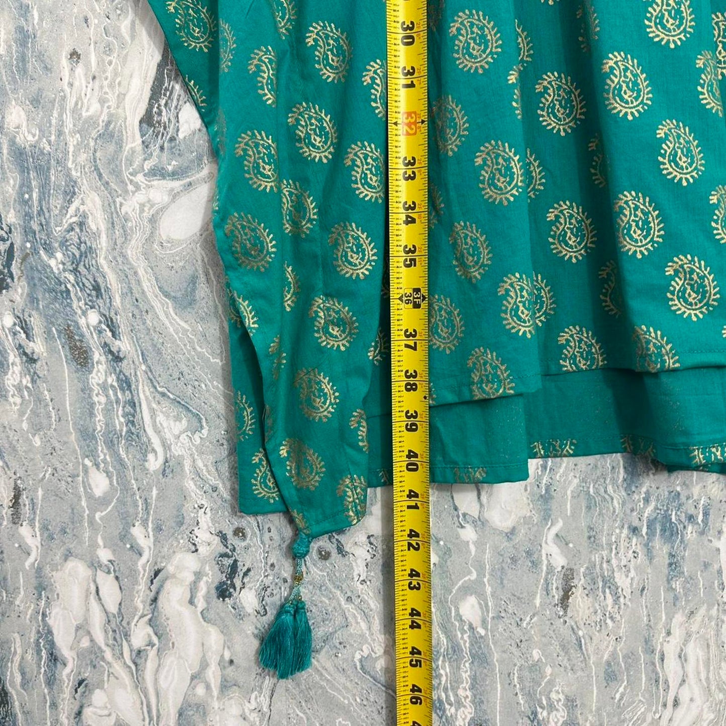 Designer Teal Printed Kaftan (One Size)