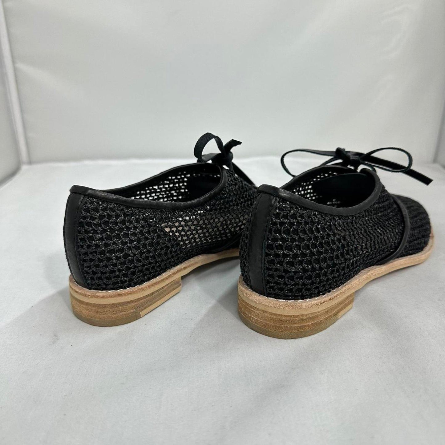 Black Mesh Lace-Up Loafers (6)