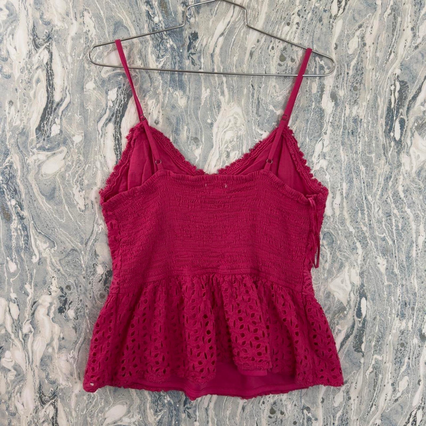 Pink Lace Peplum Camisole Tank Top (S/M)