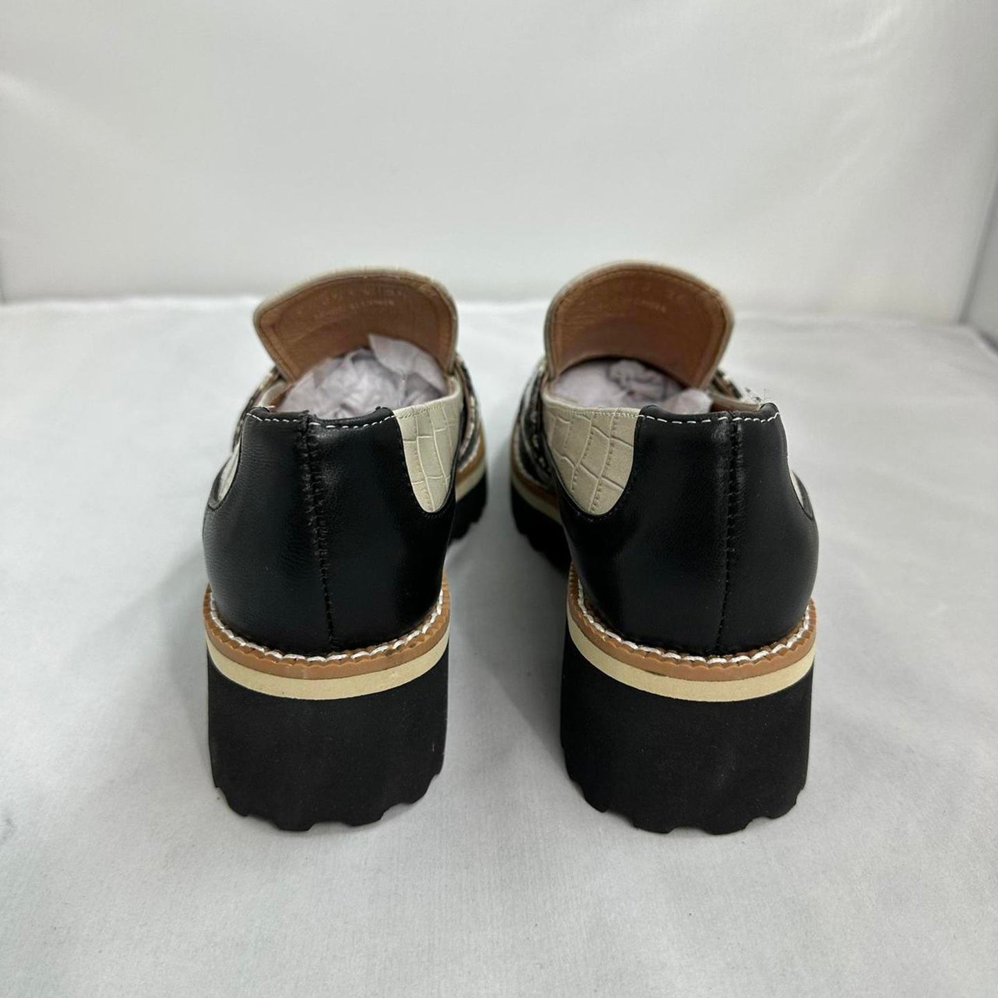 Leather Mary Jane Loafers with Croc Pattern Strap (5.5)