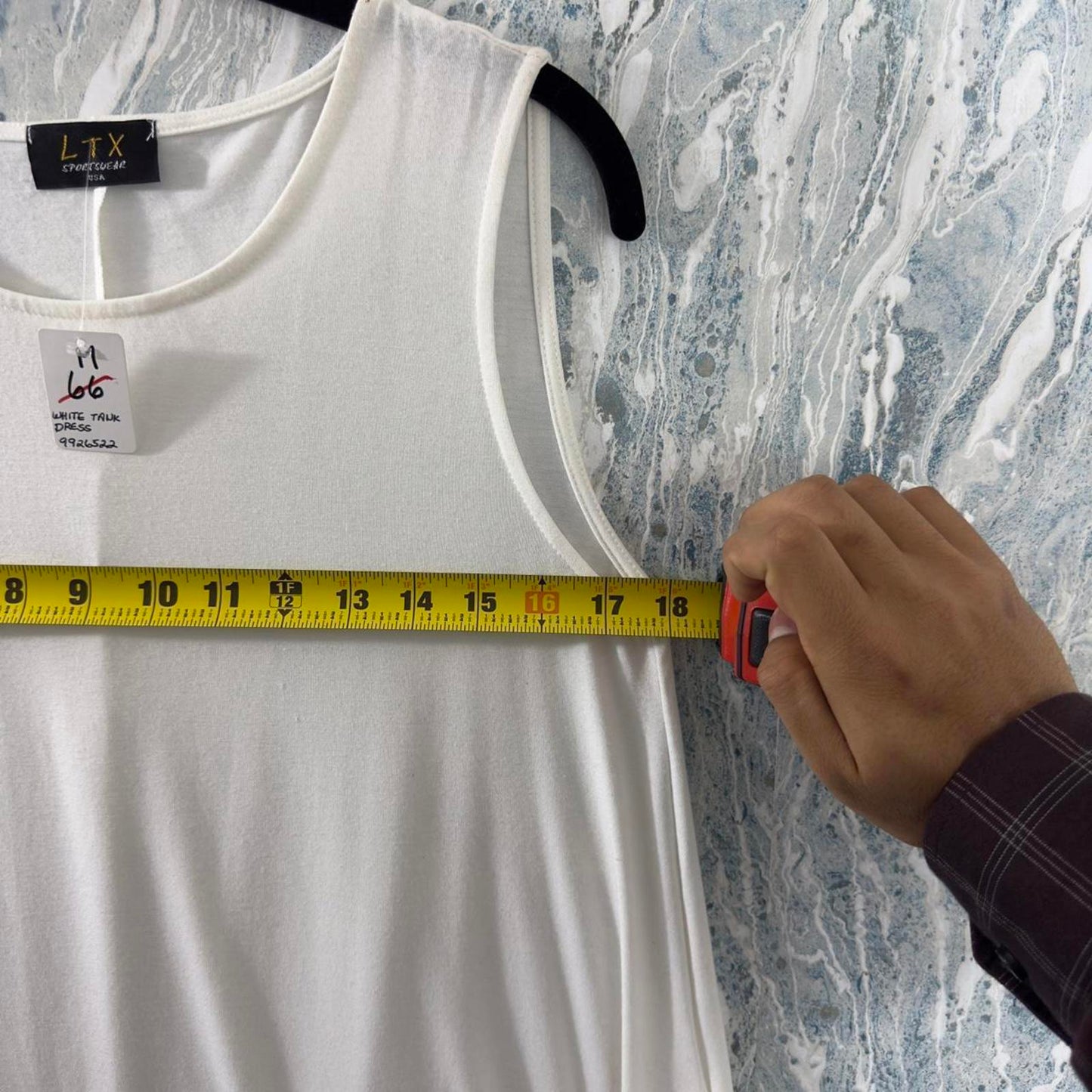 Casual Designer White Sleeveless Tank Top Dress (M)