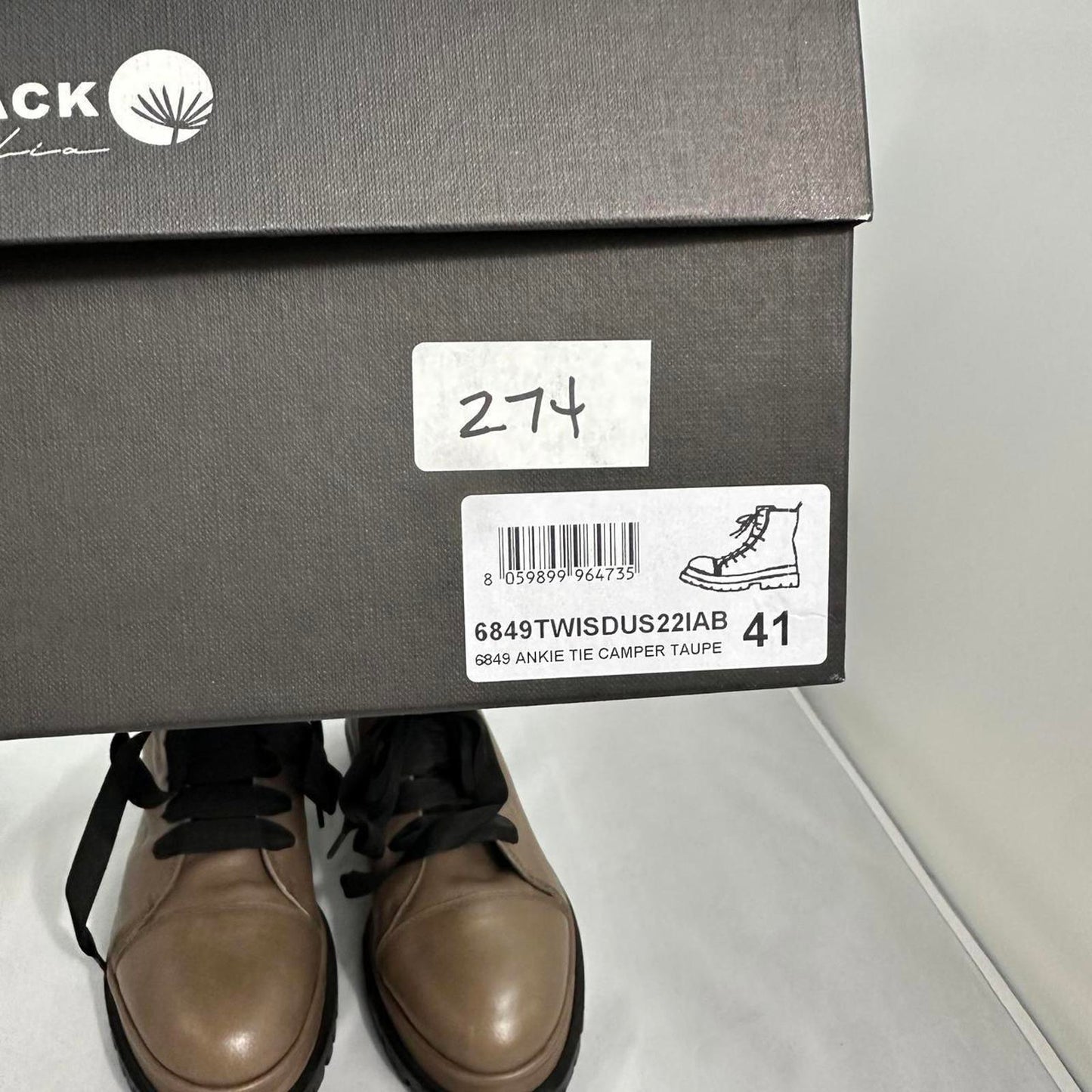 ALL BLACK Camper Taupe Leather Ankle Tie Boots Women's Size 41