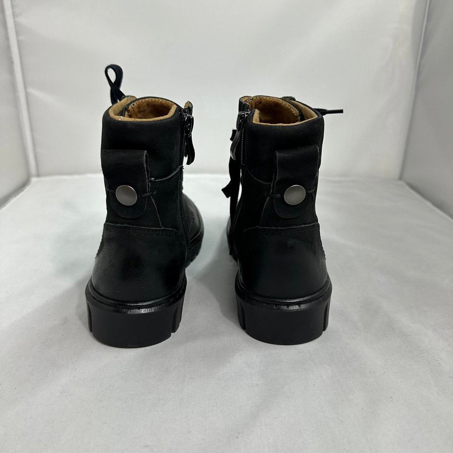 Black Lace-Up Leather Ankle Boots (6)