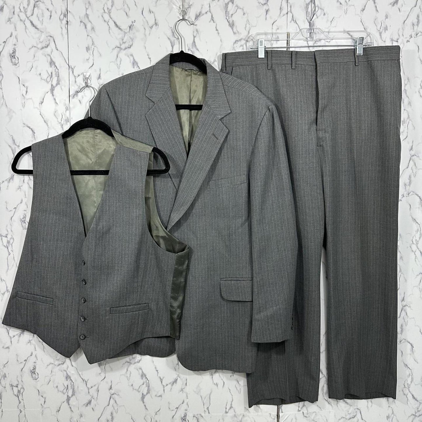 Academia Preppy Classic Gray Pinstripe Suit Set