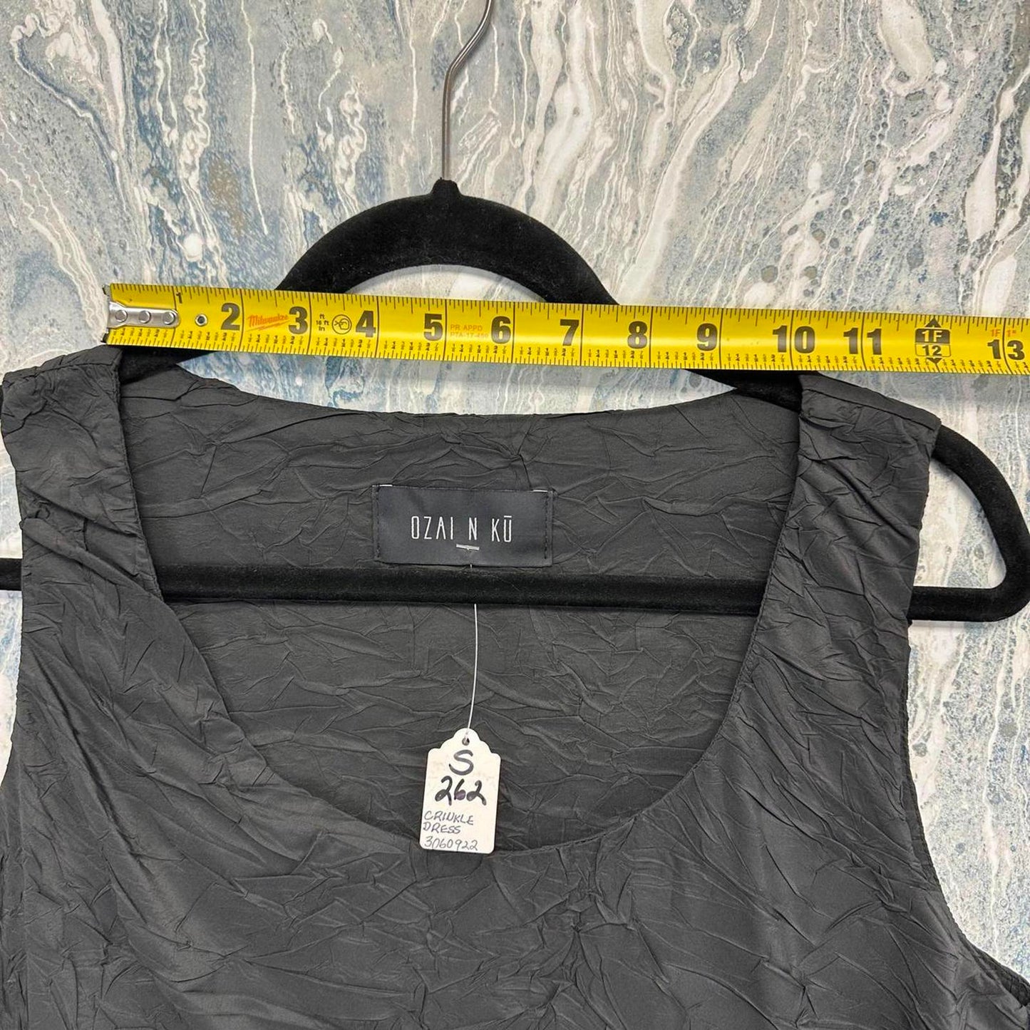 Black Crinkle Textured Sleeveless Dress (S)