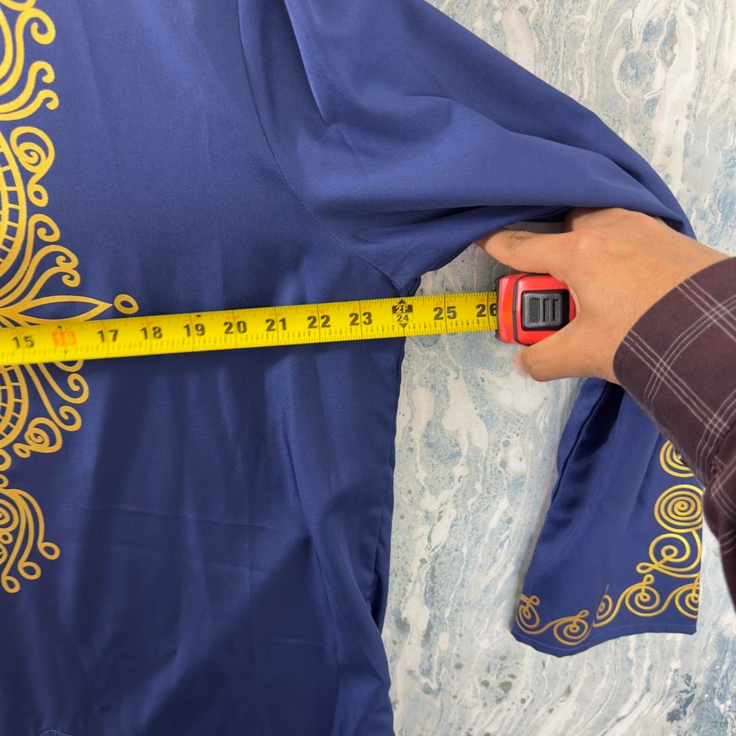 Cultural Navy Blue & Gold Embroidered Tunic (XL)