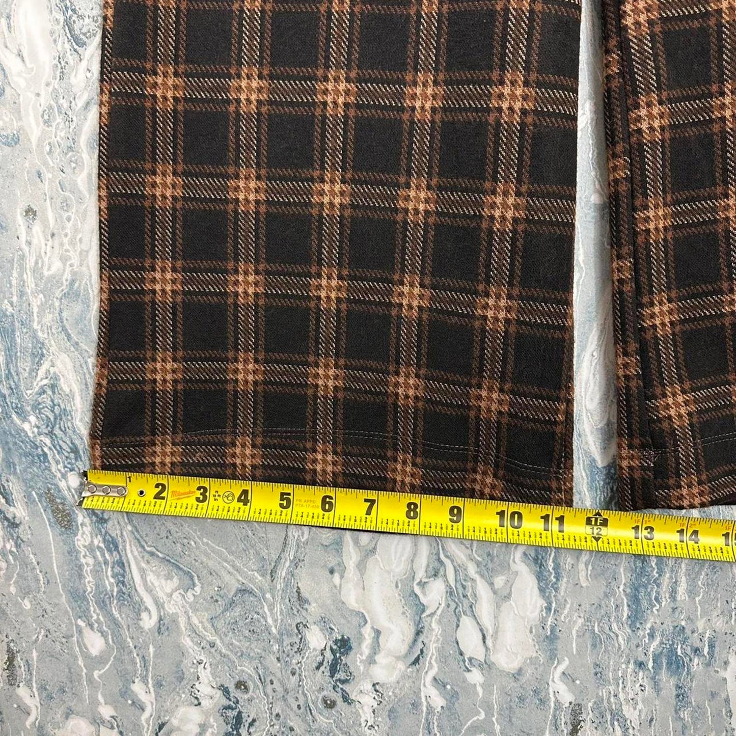 ALEMBIKA Brown Plaid Wide Leg Casual Pants (2)