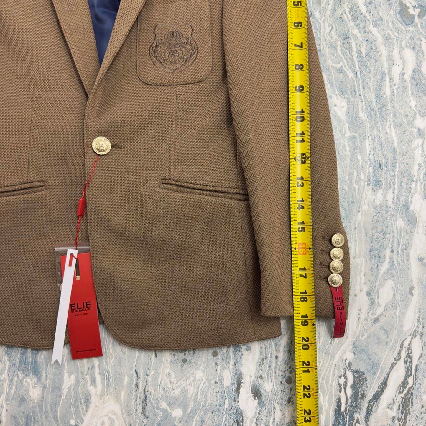 Academia Preppy Brown Blazer with Embroidered Crest (S)