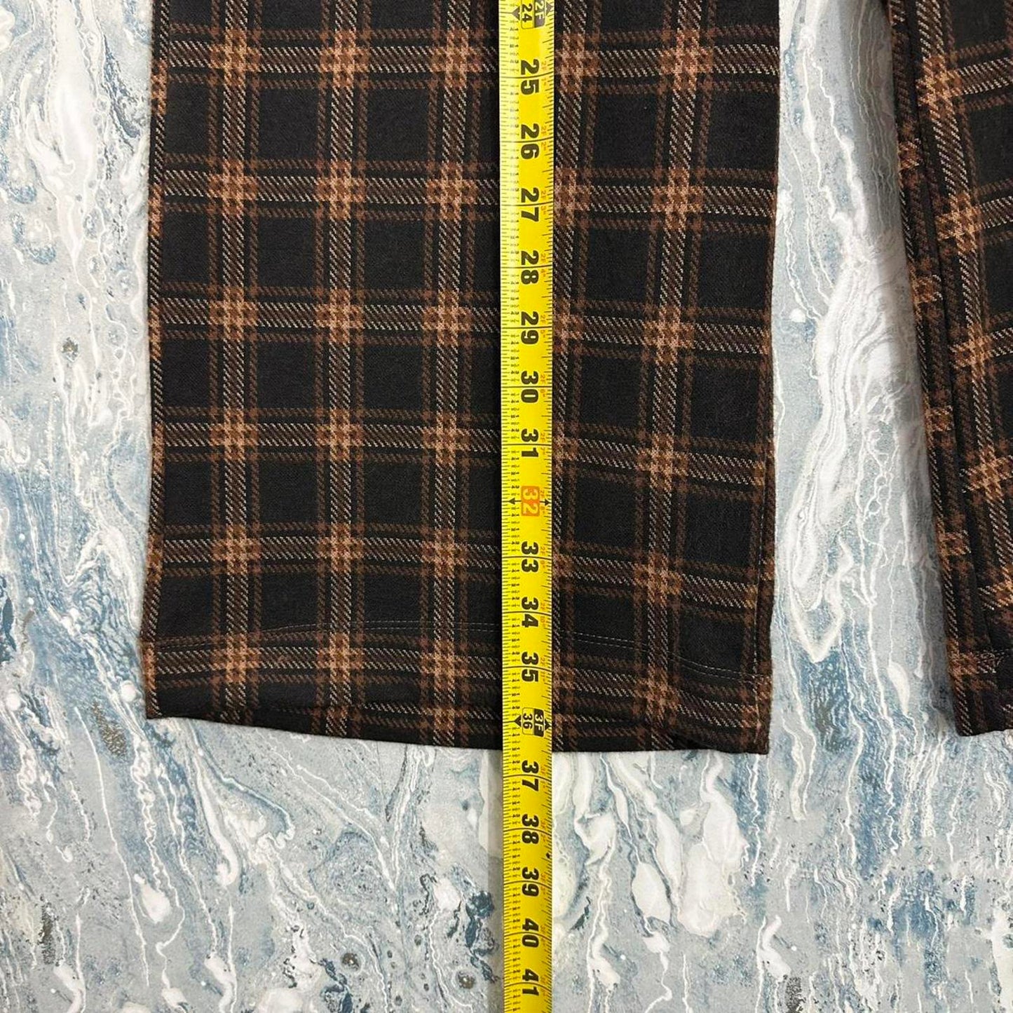 ALEMBIKA Brown Plaid Wide Leg Casual Pants (2)