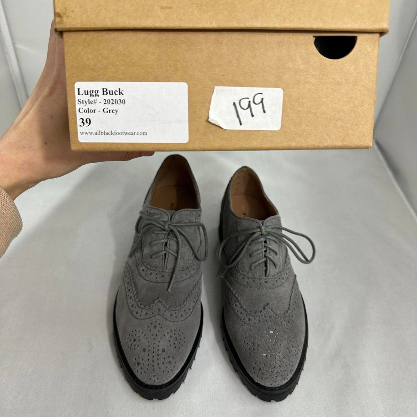 ALL BLACK Lugg Buck Grey Suede Oxfords (39)