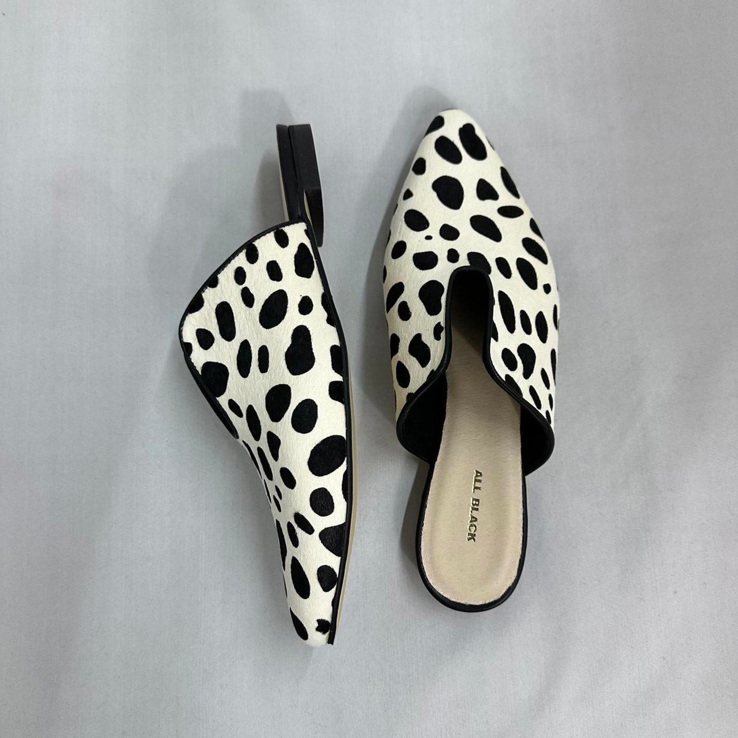 Pointed Toe Dalmatian Print Mules (8)