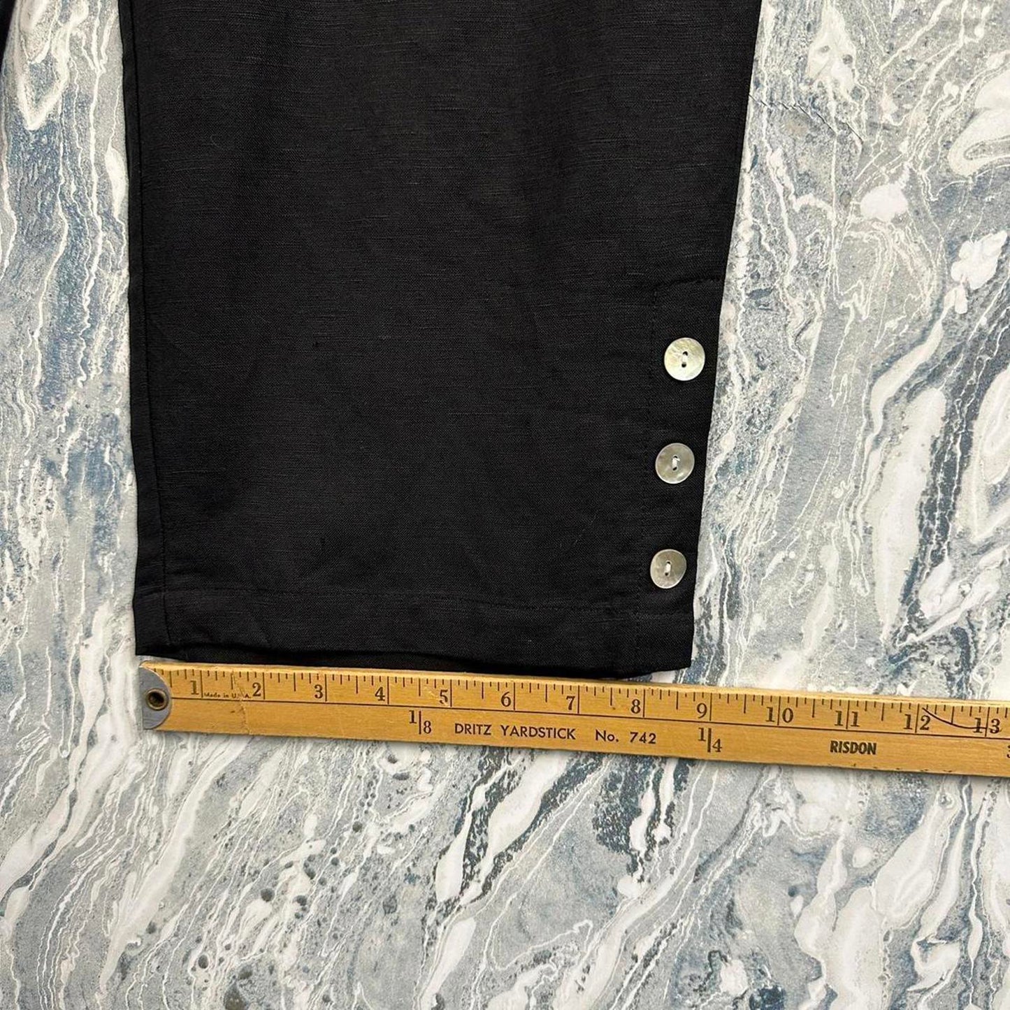 Academia black wide leg linen lounge capri pants (S)