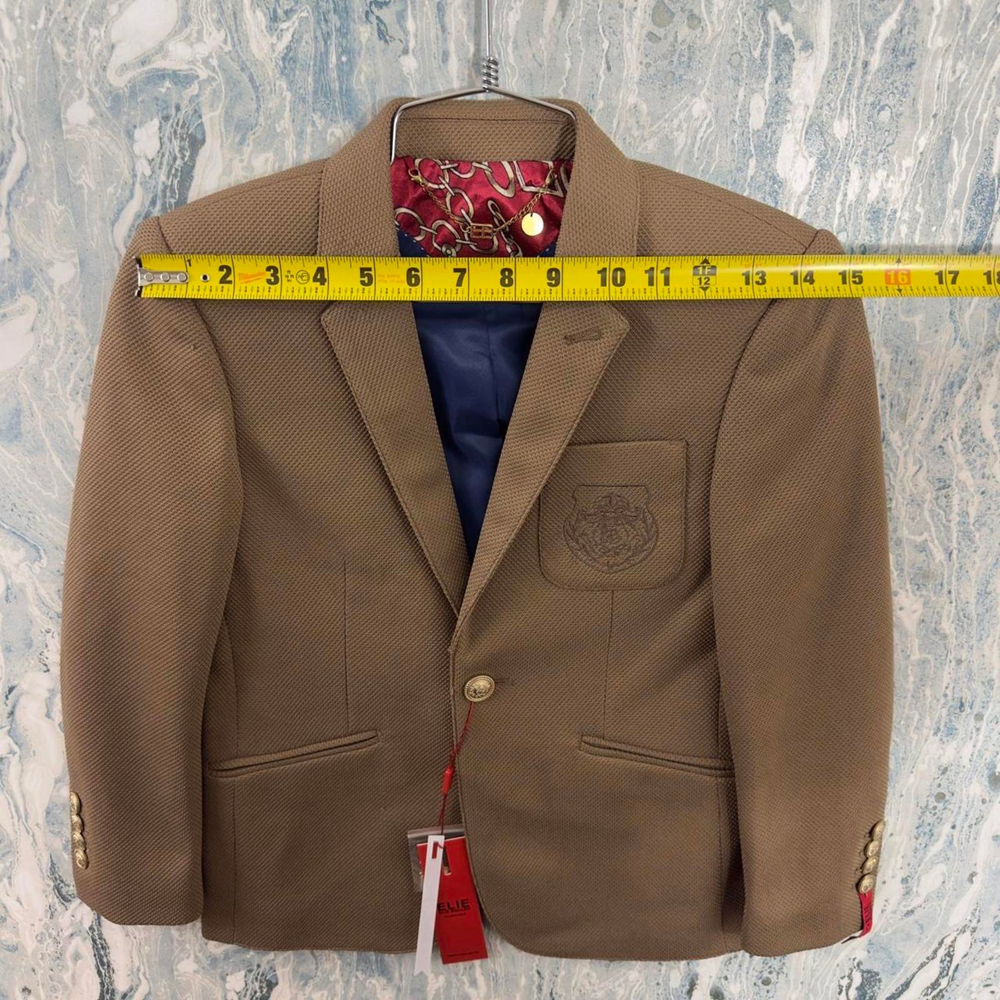 Academia Preppy Brown Blazer with Embroidered Crest (S)