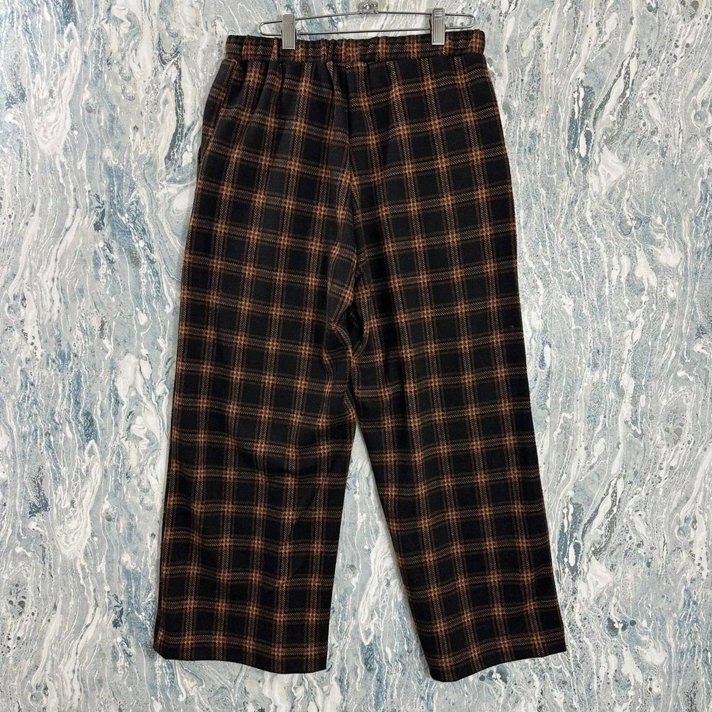 ALEMBIKA Brown Plaid Wide Leg Casual Pants (2)