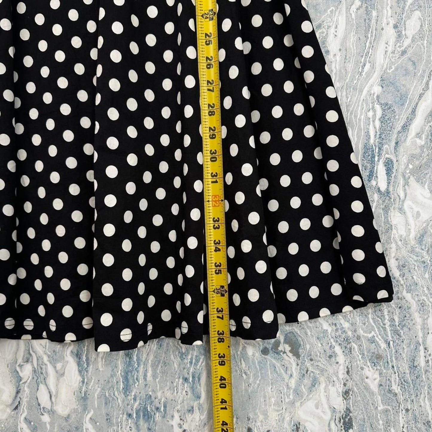 Classic Polka Dot Black & White Sleeveless Fit and Flare Dress (L)