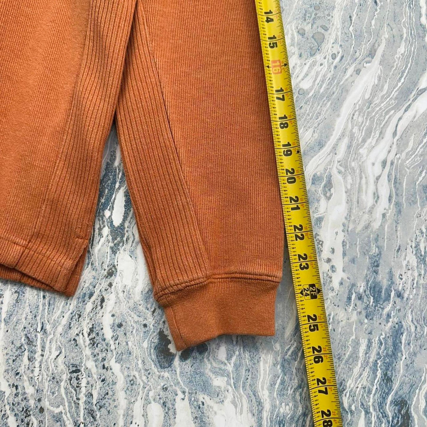 IZOD Ribbed Texture Burnt Orange Long Sleeve Polo Shirt (S)