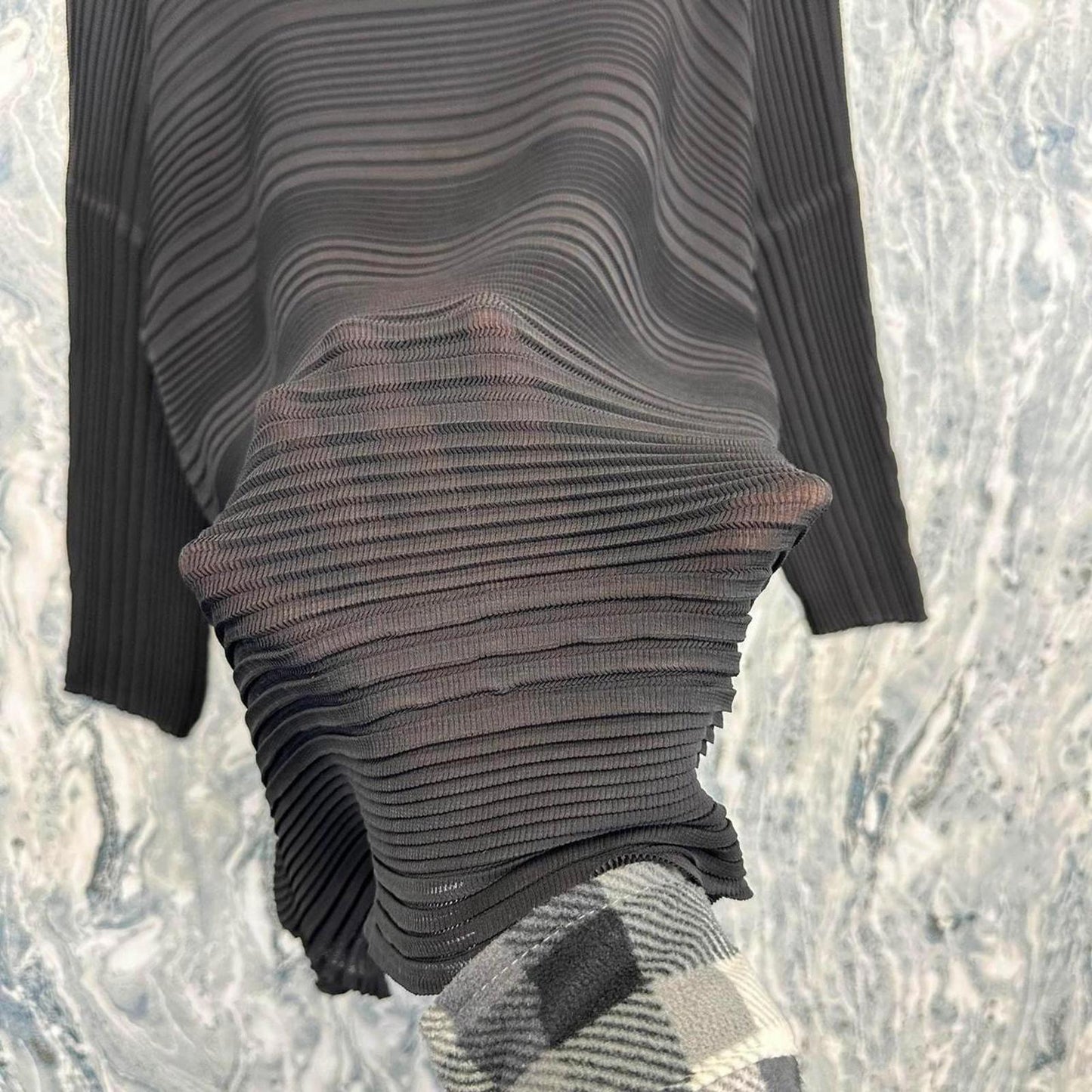 Black Oversized Ribbed Knit Sweater (One Size)