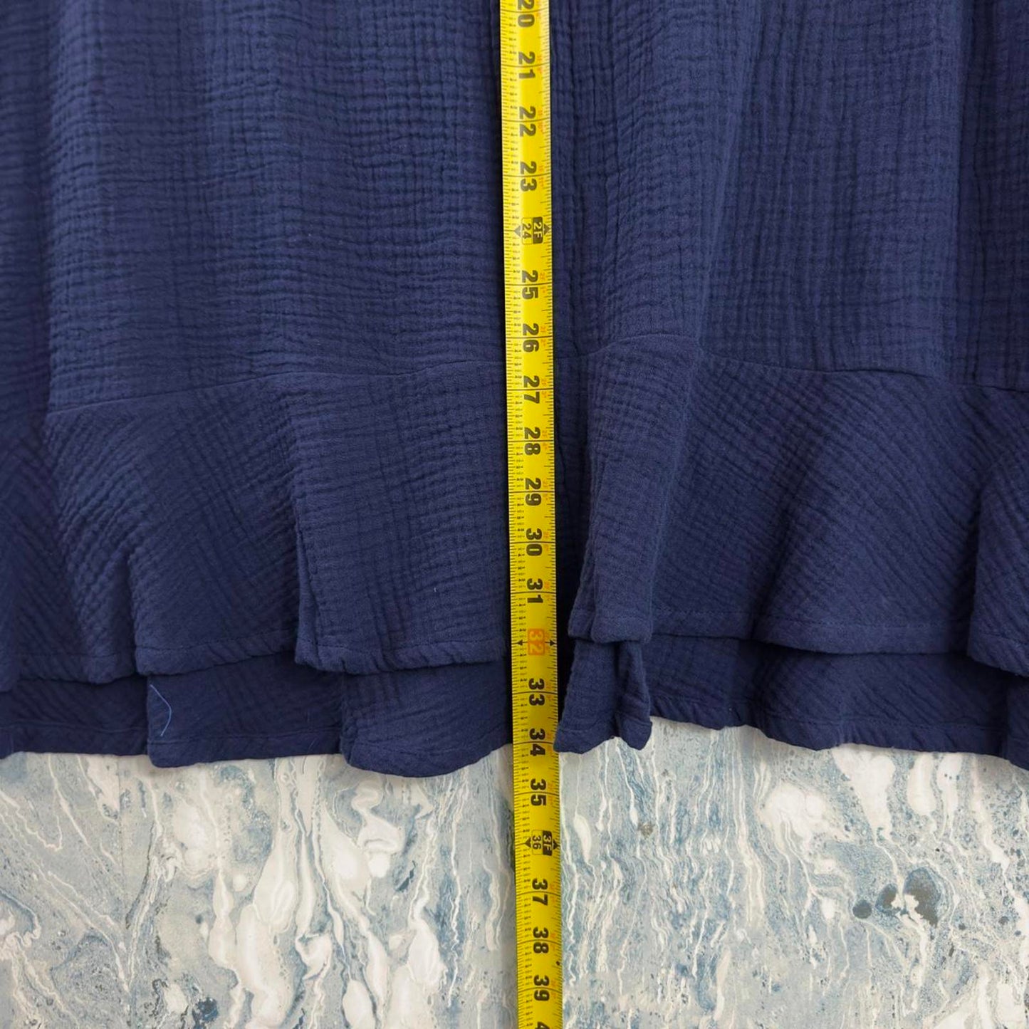 Loofan Blue Gauze Elastic Waist Maxi Skirt (L)