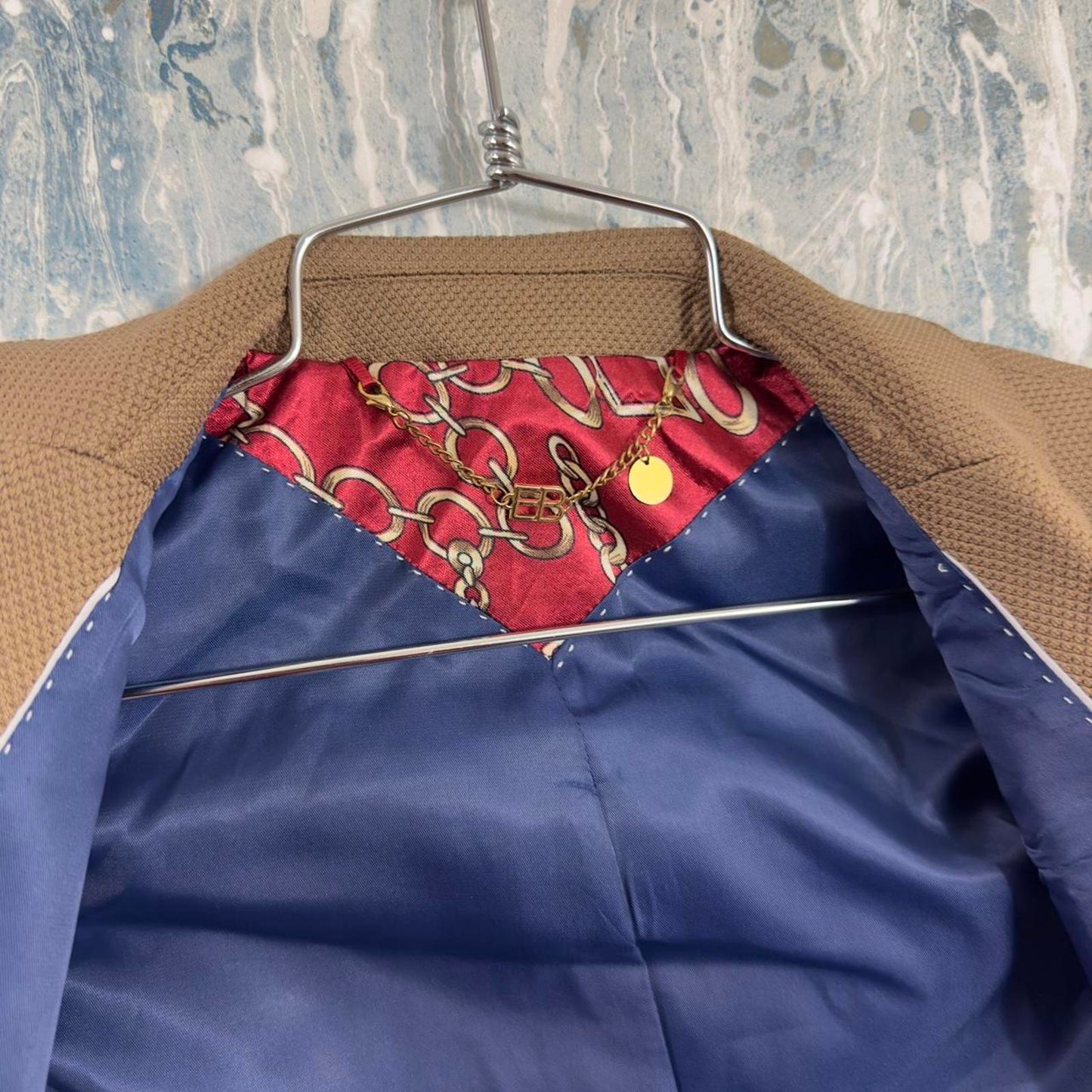 Academia Preppy Brown Blazer with Embroidered Crest (S)
