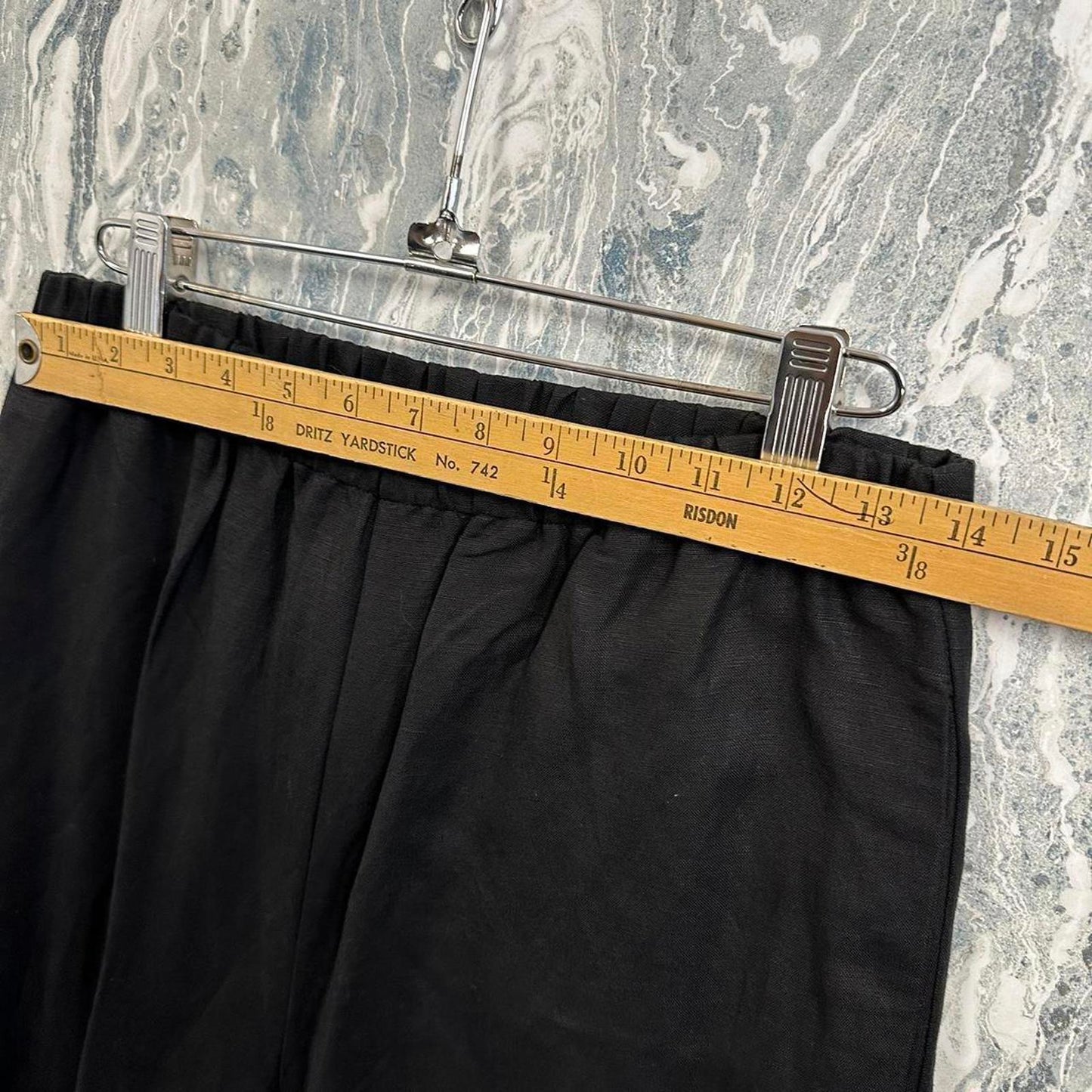 Academia black wide leg linen lounge capri pants (S)