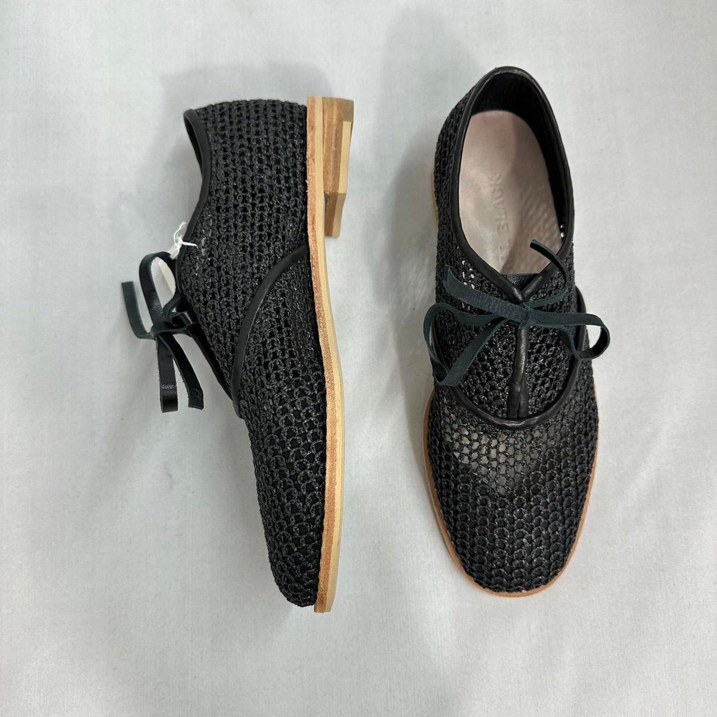 All Black Mesh Lace-Up Oxfords (5.5)