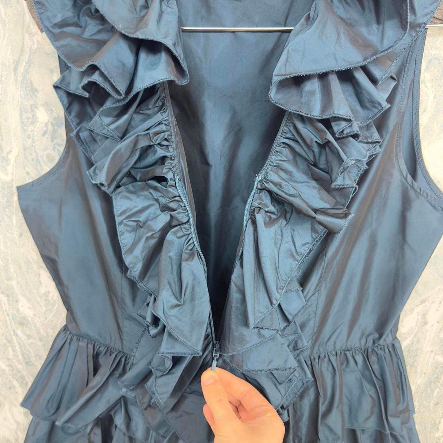 Vintage Ruffled Teal Tiered Dress (M)