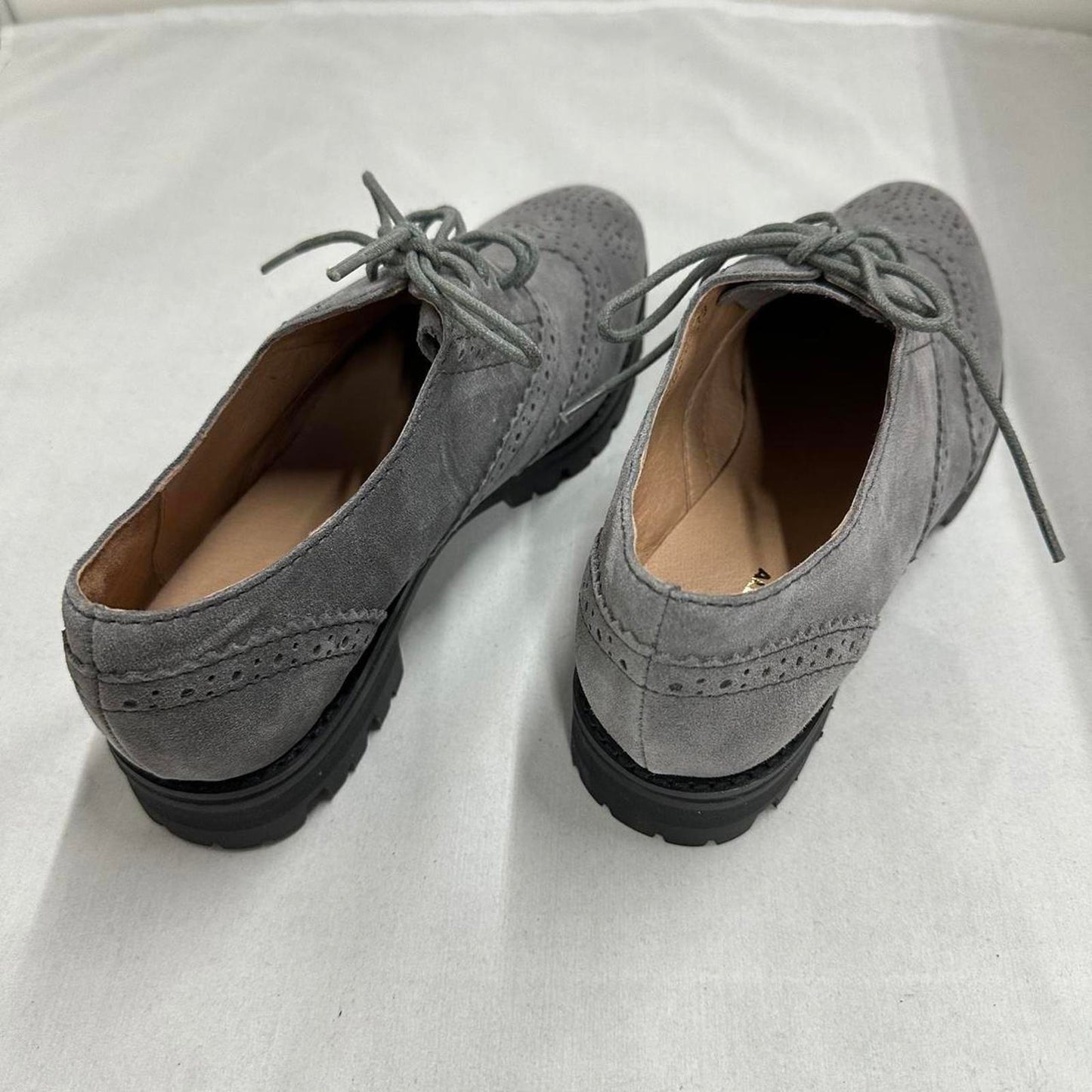 Casual Gray Suede Brogue Oxford Shoes (39)
