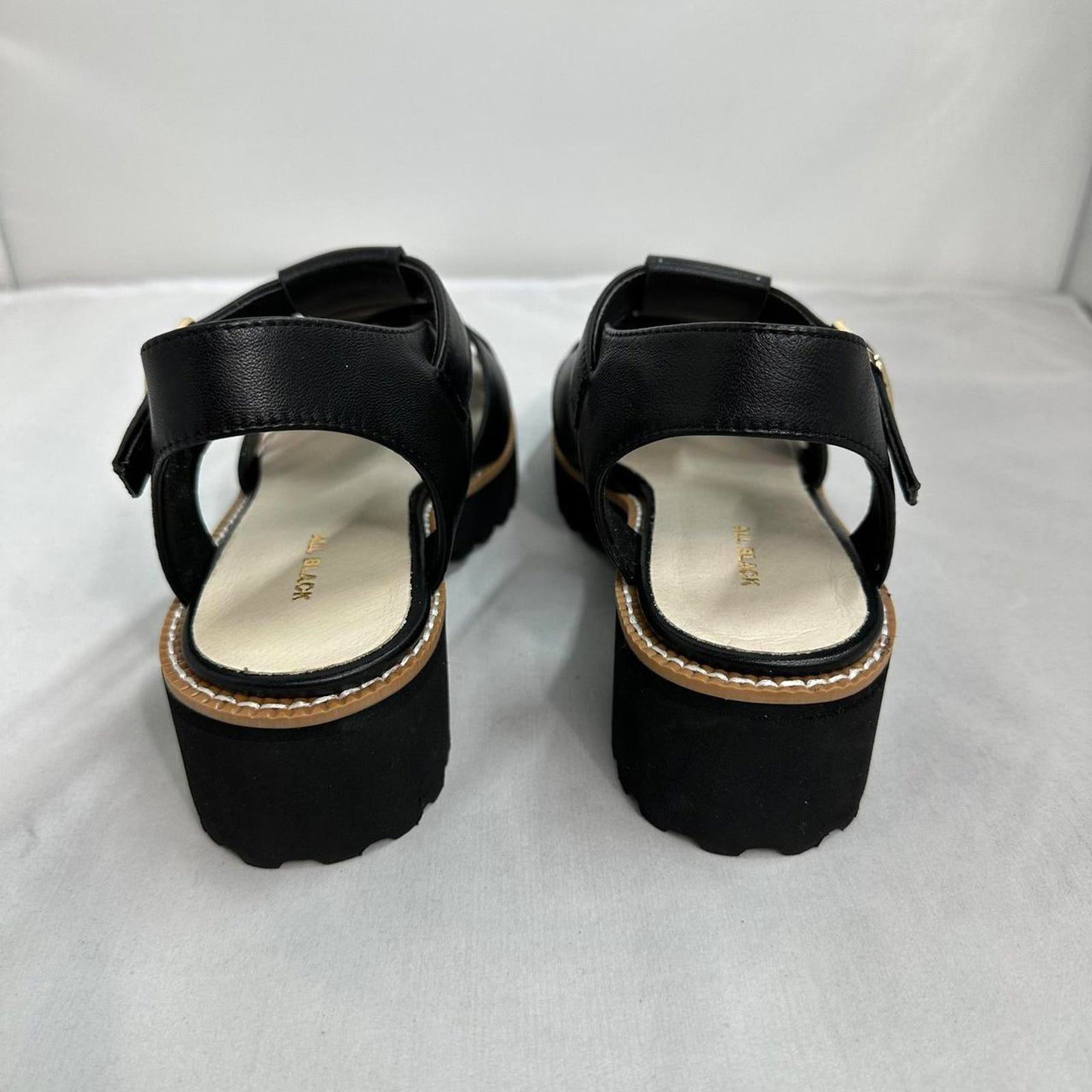 All Black Chunky Leather Sandals (7)