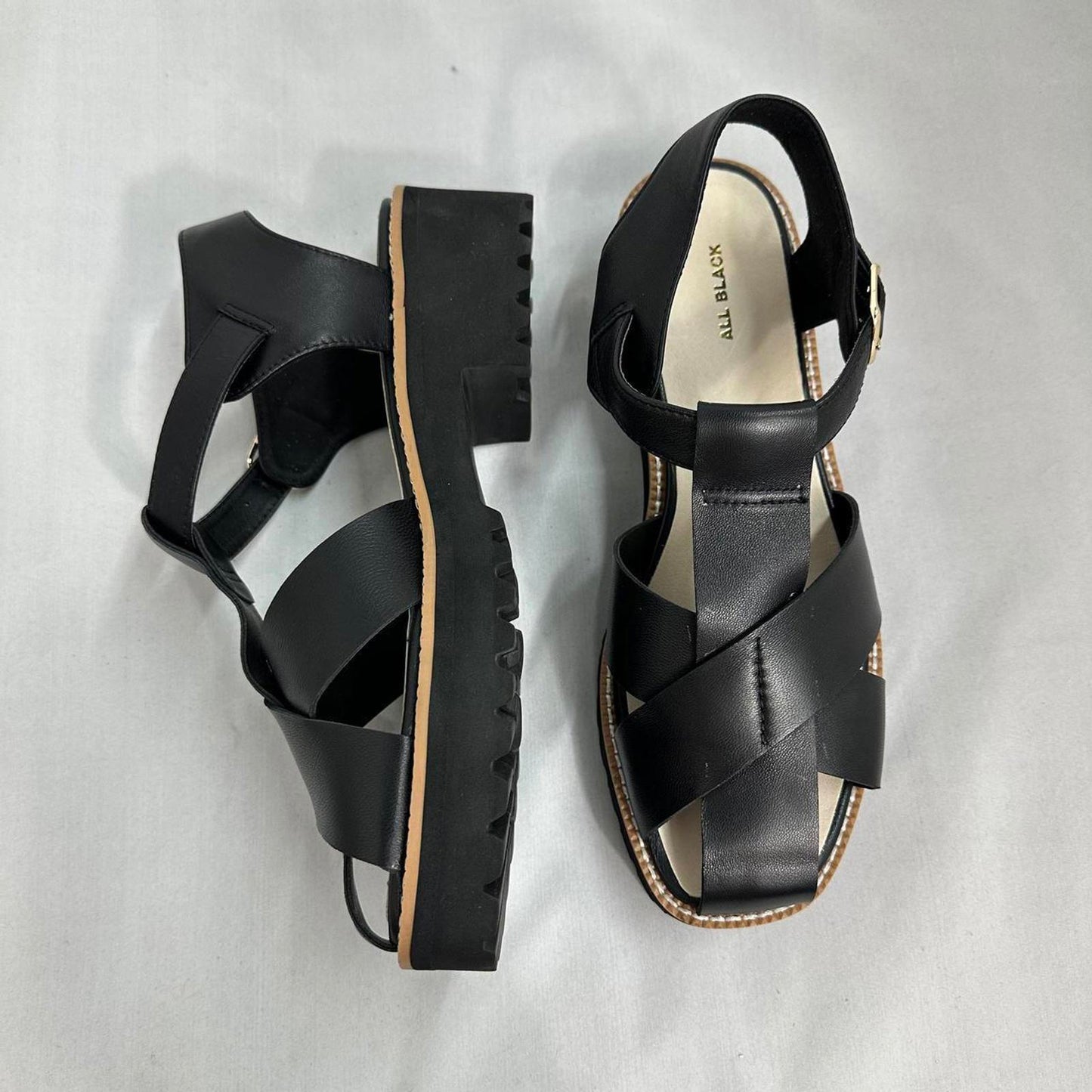 All Black Chunky Platform Sandals (9)