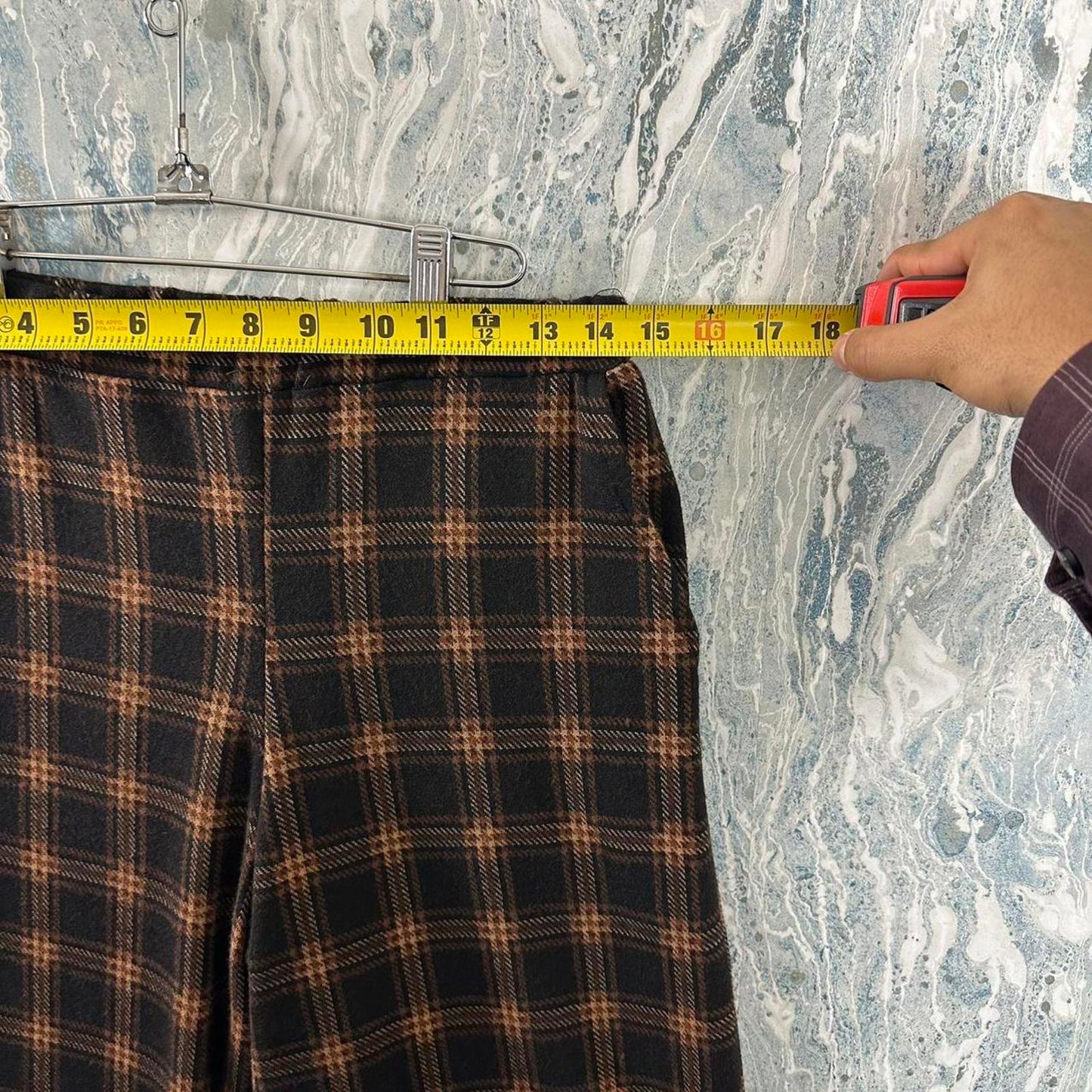 ALEMBIKA Brown Plaid Wide Leg Casual Pants (2)