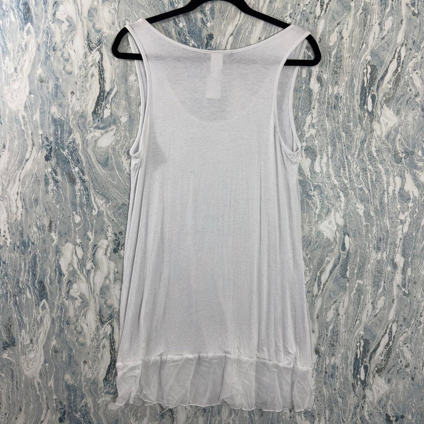 Boho White Sleeveless Ruffle Hem Mini Dress (1)