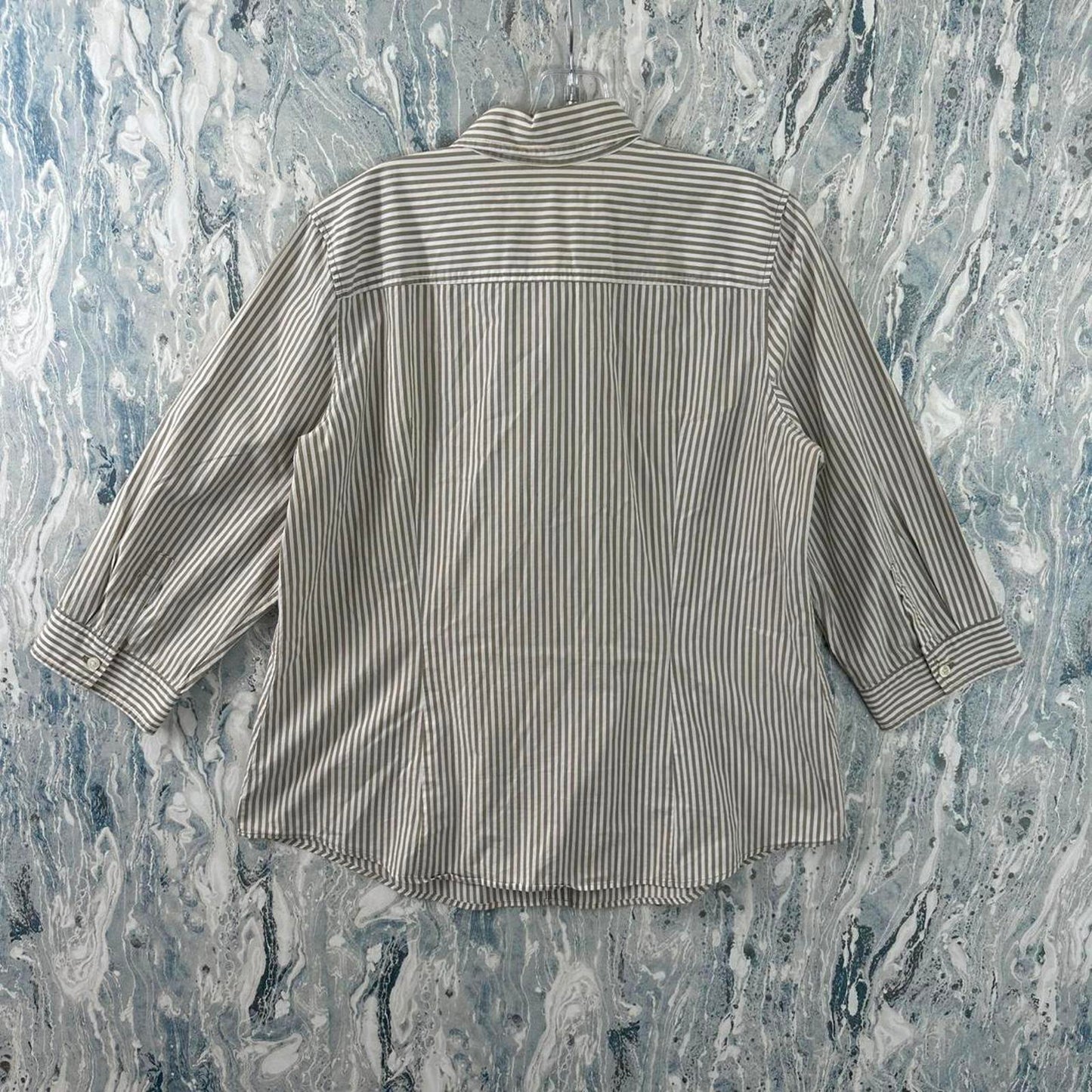 Vintage OLD NAVY Classic Striped Button-Up Blouse with Tie Neck Detail (XL)