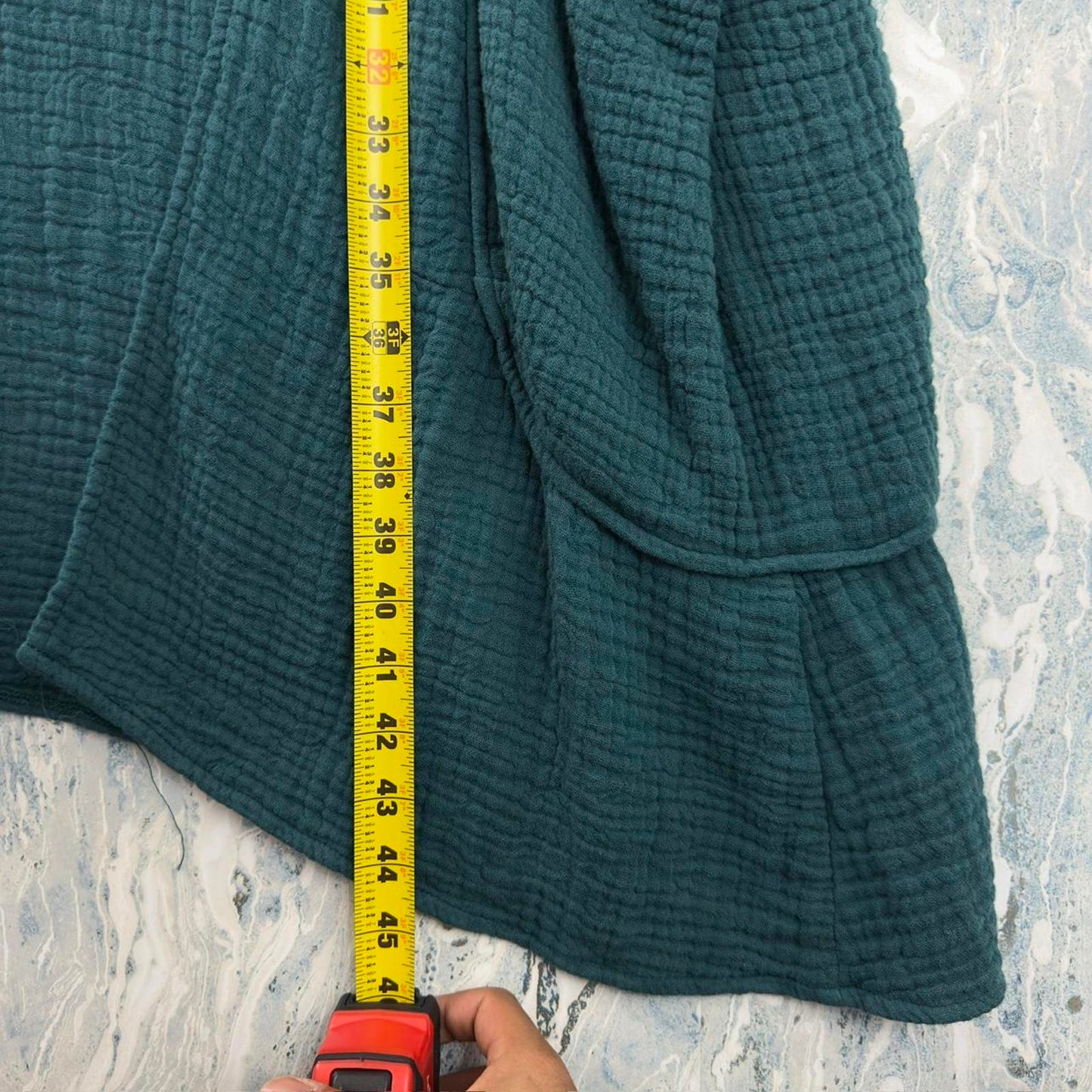 Boho Designer Teal Textured Tunic Dress (L)