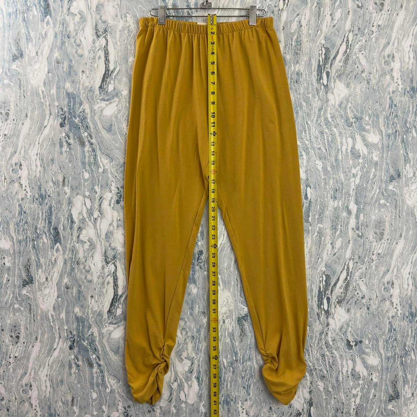 Designer Boho Ruched Mustard Yellow Leggings (M)