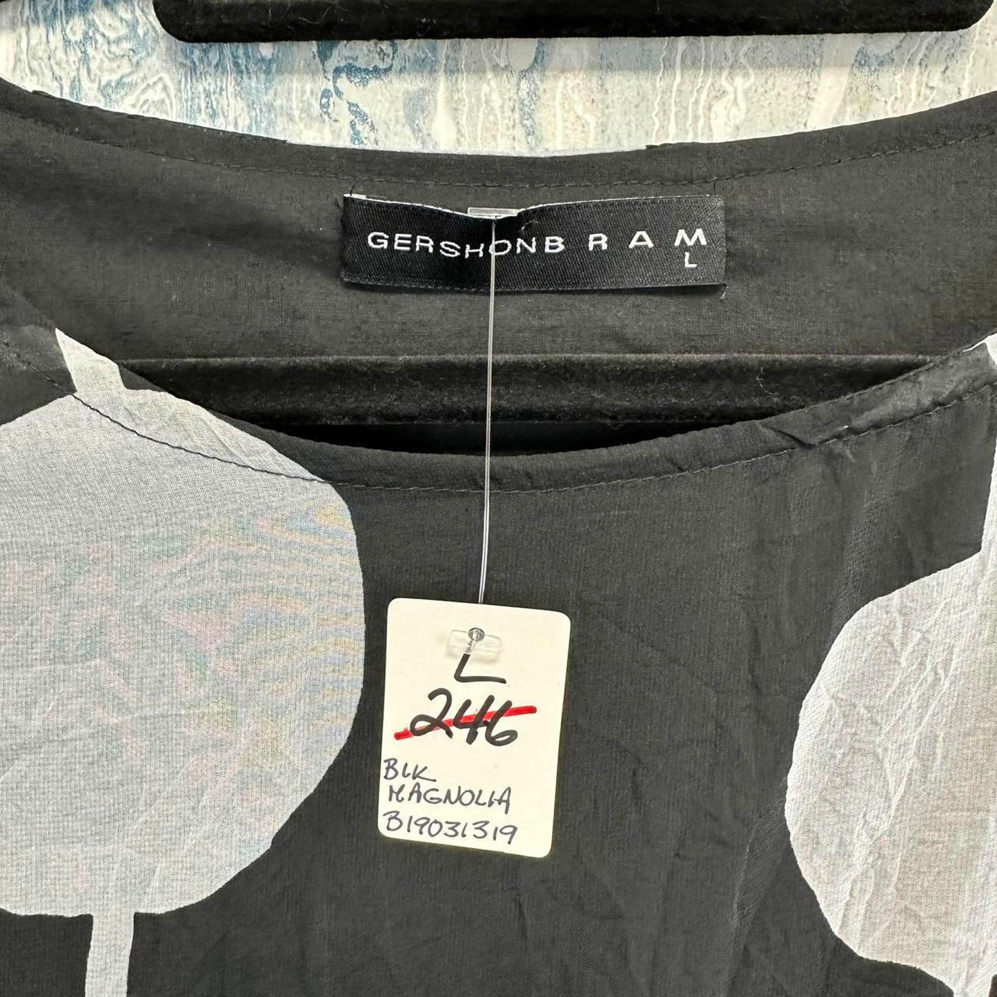 Gershon Bram Contemporary Black Gray Abstract Pattern Dress (L)