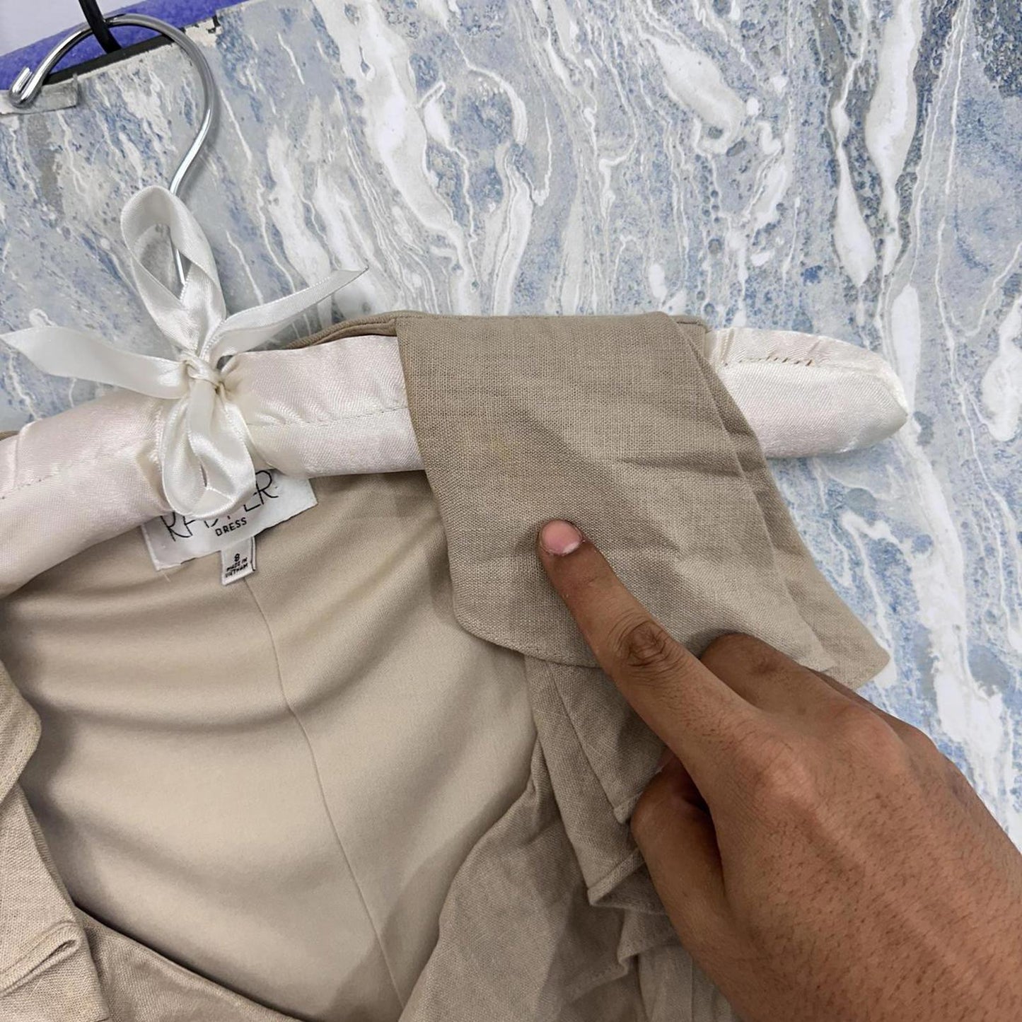 Kasper Preppy Tan Ruffled Sleeveless Dress (8)