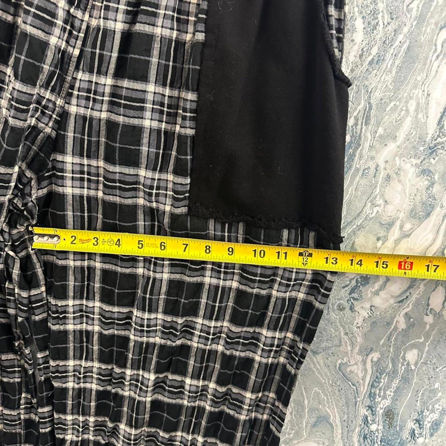 Designer black & white plaid checkered parachute pants (L)